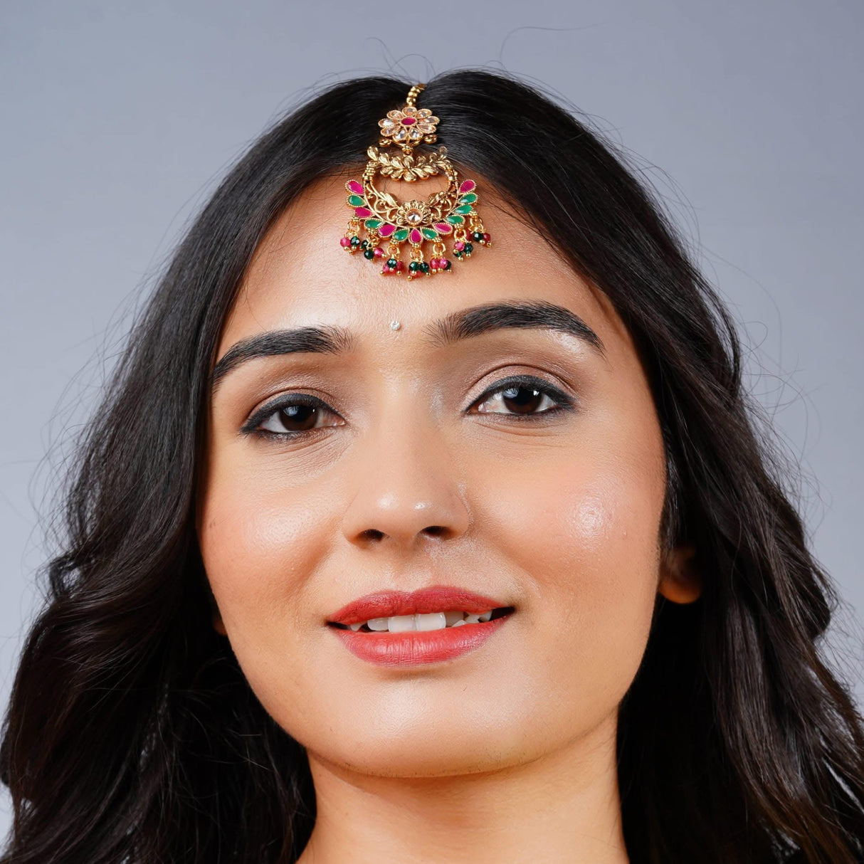 Chand Tikka with Gold Plating Indian Traditional Maang Tikka Women Forehead Jewelry Pakistani Punjabi Wedding Favor Studded Jhoomer Matha Patti Designer Head Accessory Gift for Her - LoveNspire