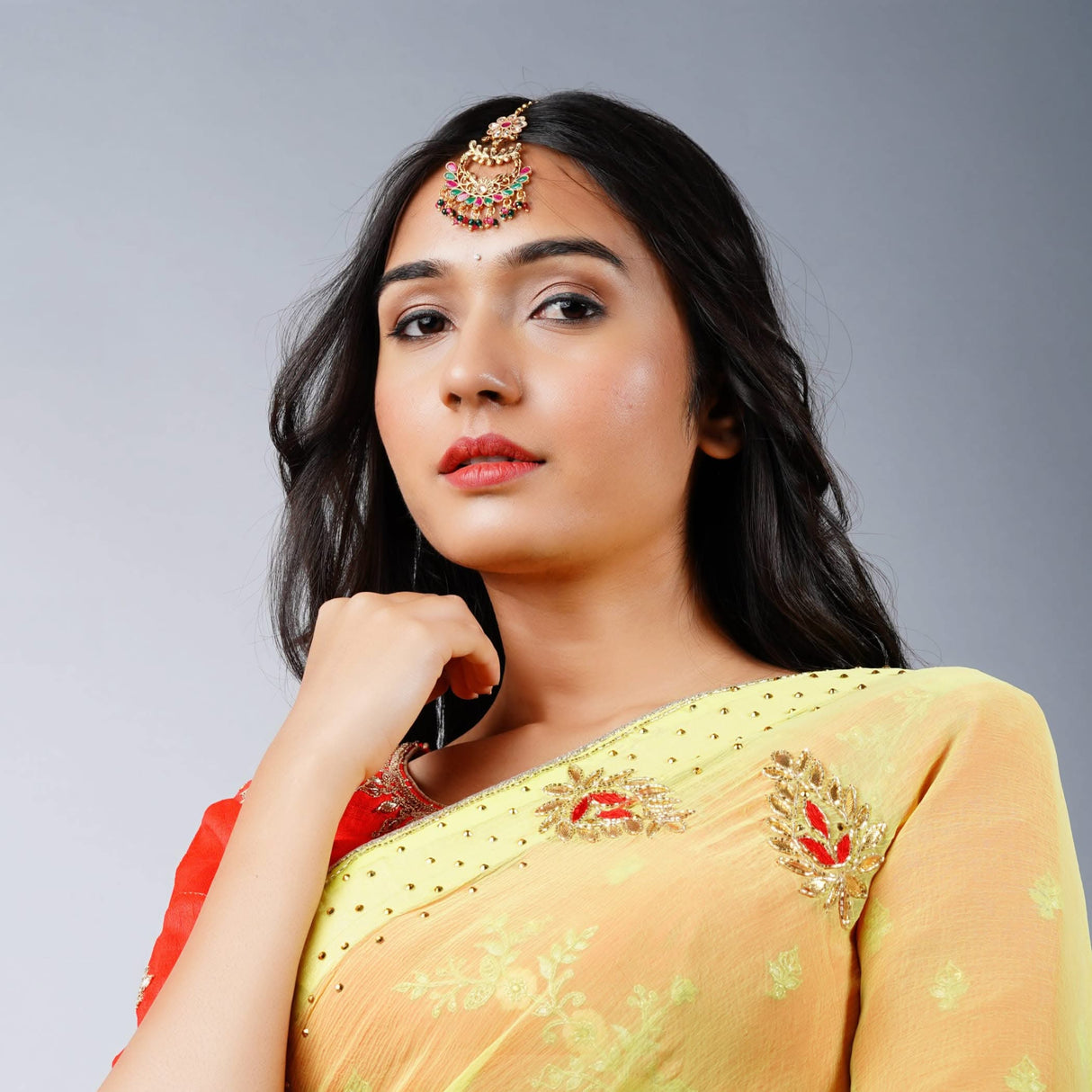 Chand Tikka with Gold Plating Indian Traditional Maang Tikka Women Forehead Jewelry Pakistani Punjabi Wedding Favor Studded Jhoomer Matha Patti Designer Head Accessory Gift for Her - LoveNspire