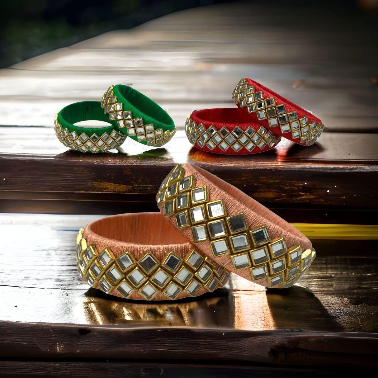 Indian Silk Thread Bangles for Women Traditional Kundan Bracelet Return Gifts Hippie Jewelry Bollywood Bracelet Gift for Her - Indian Bridal Set Thread Bangle - LoveNspire