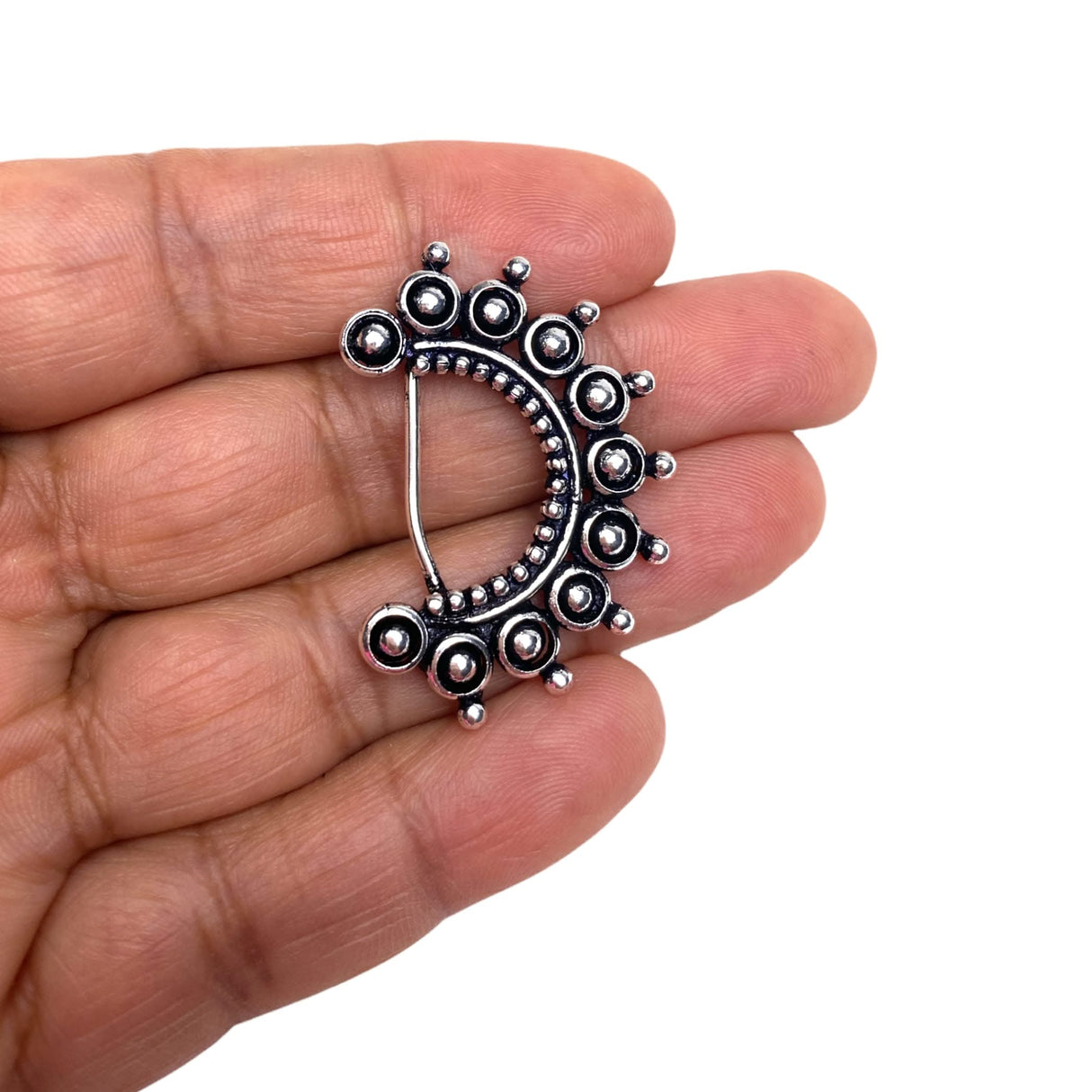 Indian Marathi Nath for Women Marathi Style Oxidized Nose Ring Indian Jewelry Clip-On Marathi Bridal Nathani Bollywood Style Faux Pearl Non-Piercing Jewelry for Women Birthday Gift For Her - LoveNspire