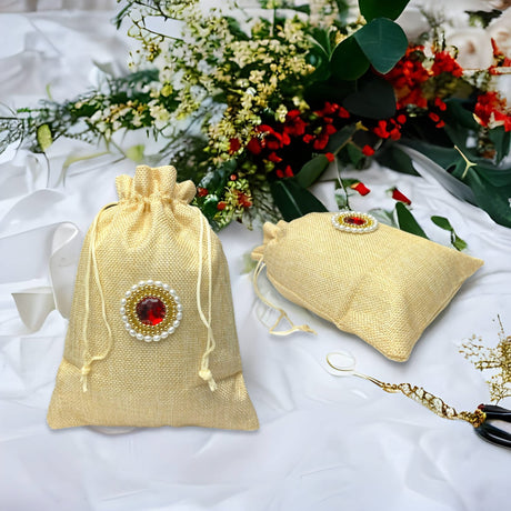 Jute Potli Bags, Eid Gifts Favor, Indian Muslim Punjabi Wedding Favor, Diwali Gift Bag, Return Favor, Gift, Housewarming, Jewelry Organizer - LoveNspire