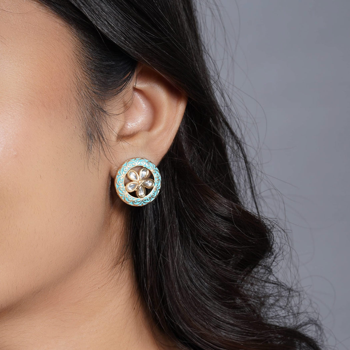 Indian Kundan Stud Earrings for Women - Kundan & Pearl Tassel Round Earrings, Small Tops Earring, Golden Tone Bollywood Style Dangle Earrings, Chandelier Jhumki Jewelry, Bridal Earrings, Gift for Her - LoveNspire