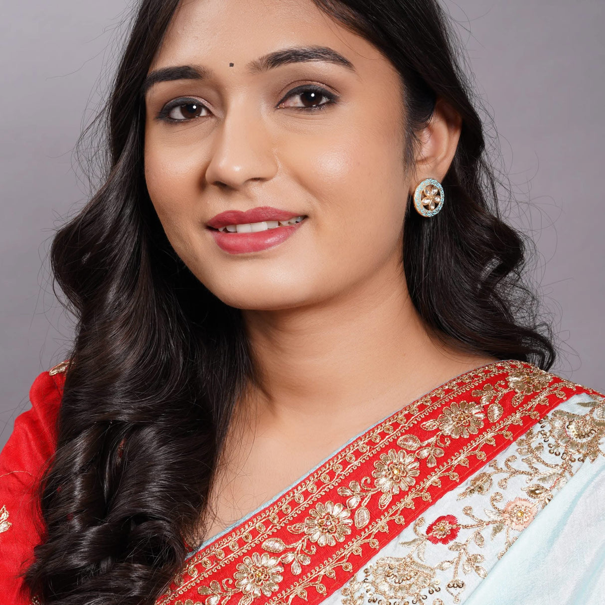 Indian Kundan Stud Earrings for Women - Kundan & Pearl Tassel Round Earrings, Small Tops Earring, Golden Tone Bollywood Style Dangle Earrings, Chandelier Jhumki Jewelry, Bridal Earrings, Gift for Her - LoveNspire