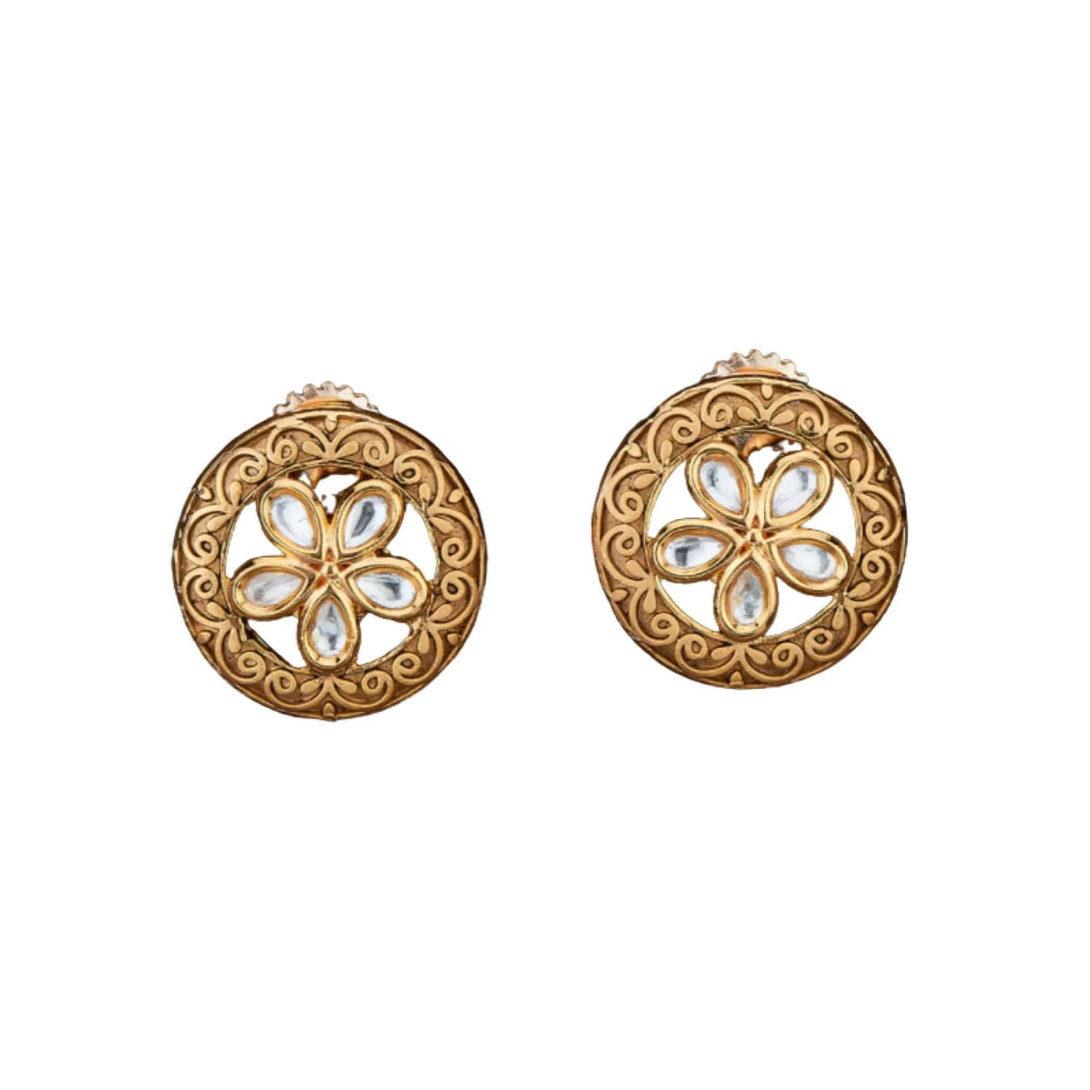 Indian Kundan Stud Earrings for Women - Kundan & Pearl Tassel Round Earrings, Small Tops Earring, Golden Tone Bollywood Style Dangle Earrings, Chandelier Jhumki Jewelry, Bridal Earrings, Gift for Her - LoveNspire