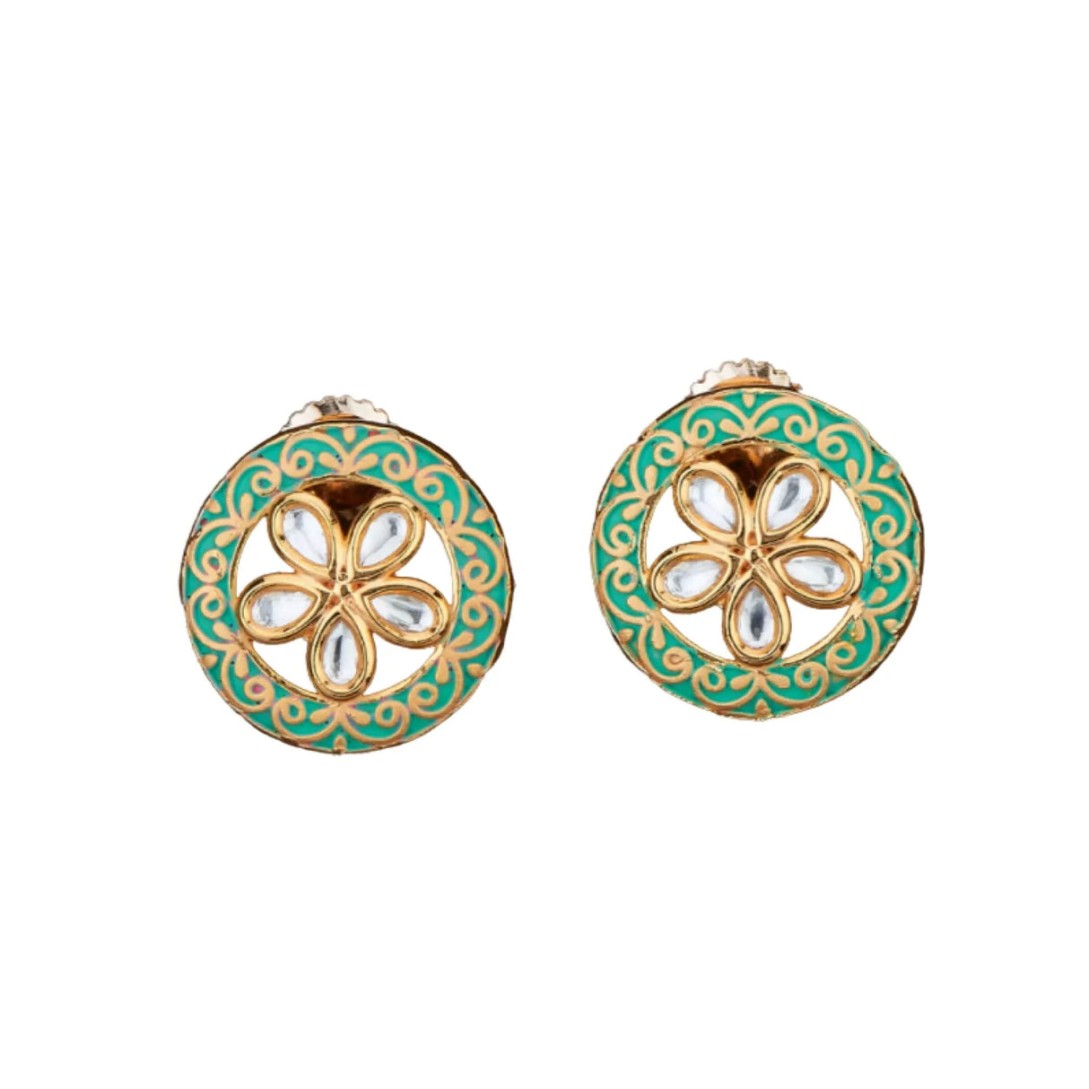 Indian Kundan Stud Earrings for Women - Kundan & Pearl Tassel Round Earrings, Small Tops Earring, Golden Tone Bollywood Style Dangle Earrings, Chandelier Jhumki Jewelry, Bridal Earrings, Gift for Her - LoveNspire