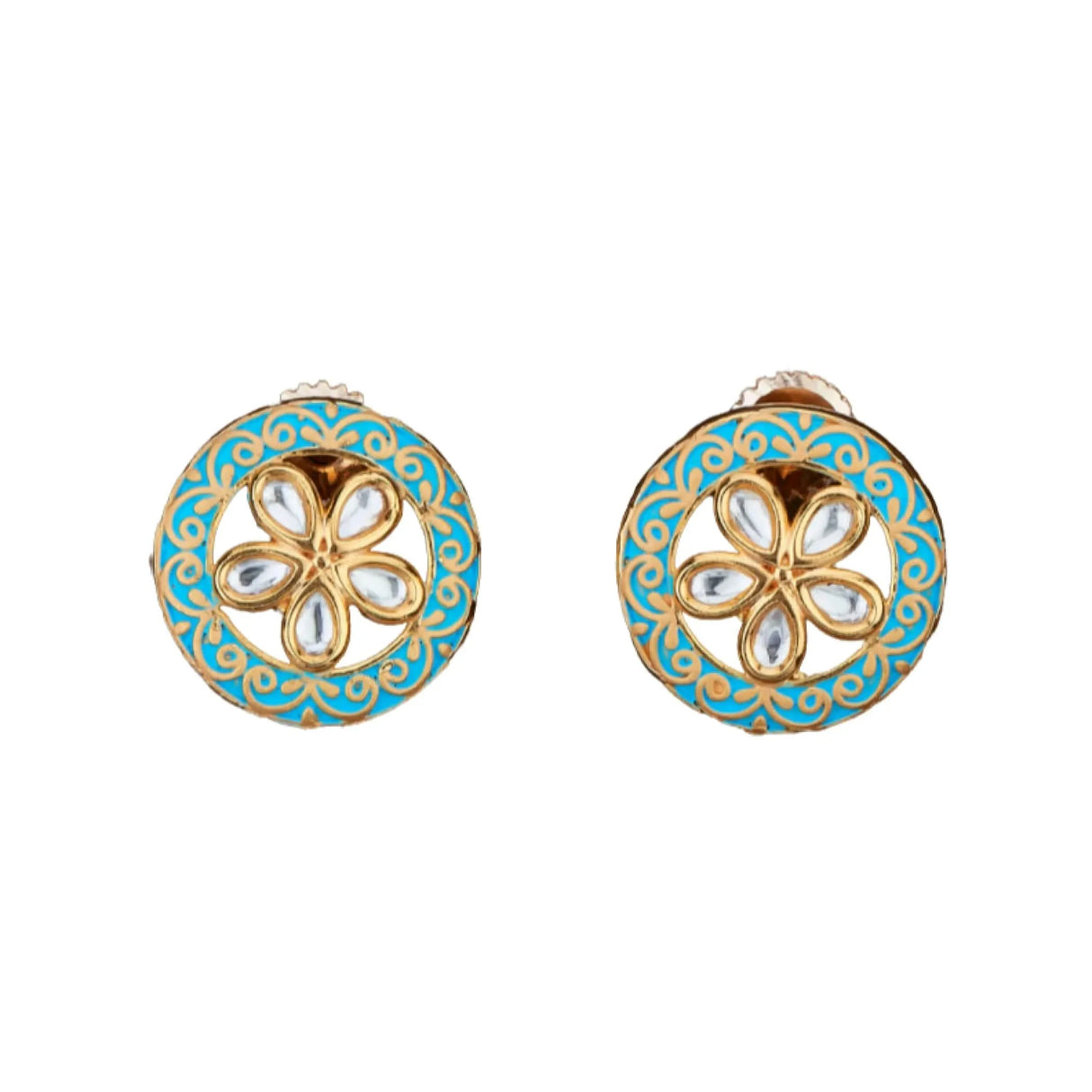Indian Kundan Stud Earrings for Women - Kundan & Pearl Tassel Round Earrings, Small Tops Earring, Golden Tone Bollywood Style Dangle Earrings, Chandelier Jhumki Jewelry, Bridal Earrings, Gift for Her - LoveNspire