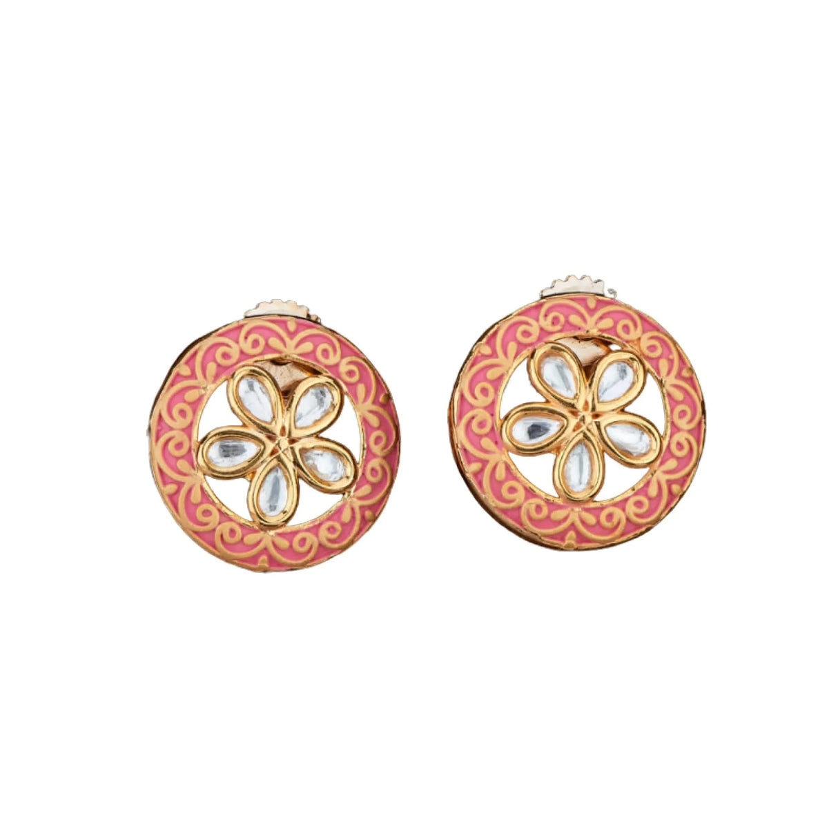 Indian Kundan Stud Earrings for Women - Kundan & Pearl Tassel Round Earrings, Small Tops Earring, Golden Tone Bollywood Style Dangle Earrings, Chandelier Jhumki Jewelry, Bridal Earrings, Gift for Her - LoveNspire