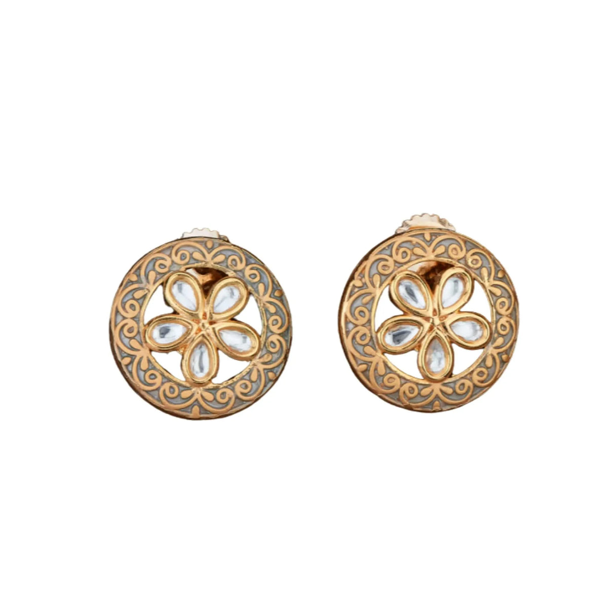 Indian Kundan Stud Earrings for Women - Kundan & Pearl Tassel Round Earrings, Small Tops Earring, Golden Tone Bollywood Style Dangle Earrings, Chandelier Jhumki Jewelry, Bridal Earrings, Gift for Her - LoveNspire