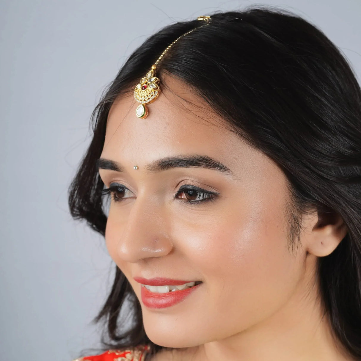 Kundan Work Maang Tikka Gold Plated Indian Women Forehead Jewelry Pakistani Punjabi Wedding Favor Designer Head Accessory Traditional Matha Patti Gift for Her - LoveNspire