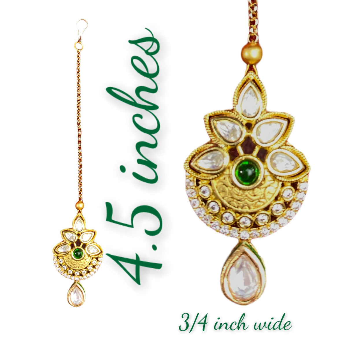 Kundan Work Maang Tikka Gold Plated Indian Women Forehead Jewelry Pakistani Punjabi Wedding Favor Designer Head Accessory Traditional Matha Patti Gift for Her - LoveNspire