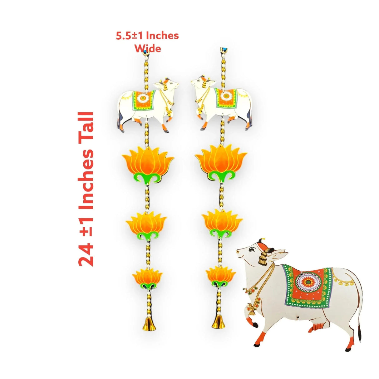 Lotus Cow Pair Hangings for Home Decor, Lotus Backdrop Hanging, Lotus Cutout, Pooja Decor, Diwali Decoration, Wedding, Diwali Decor, Wall Decor, - LoveNspire