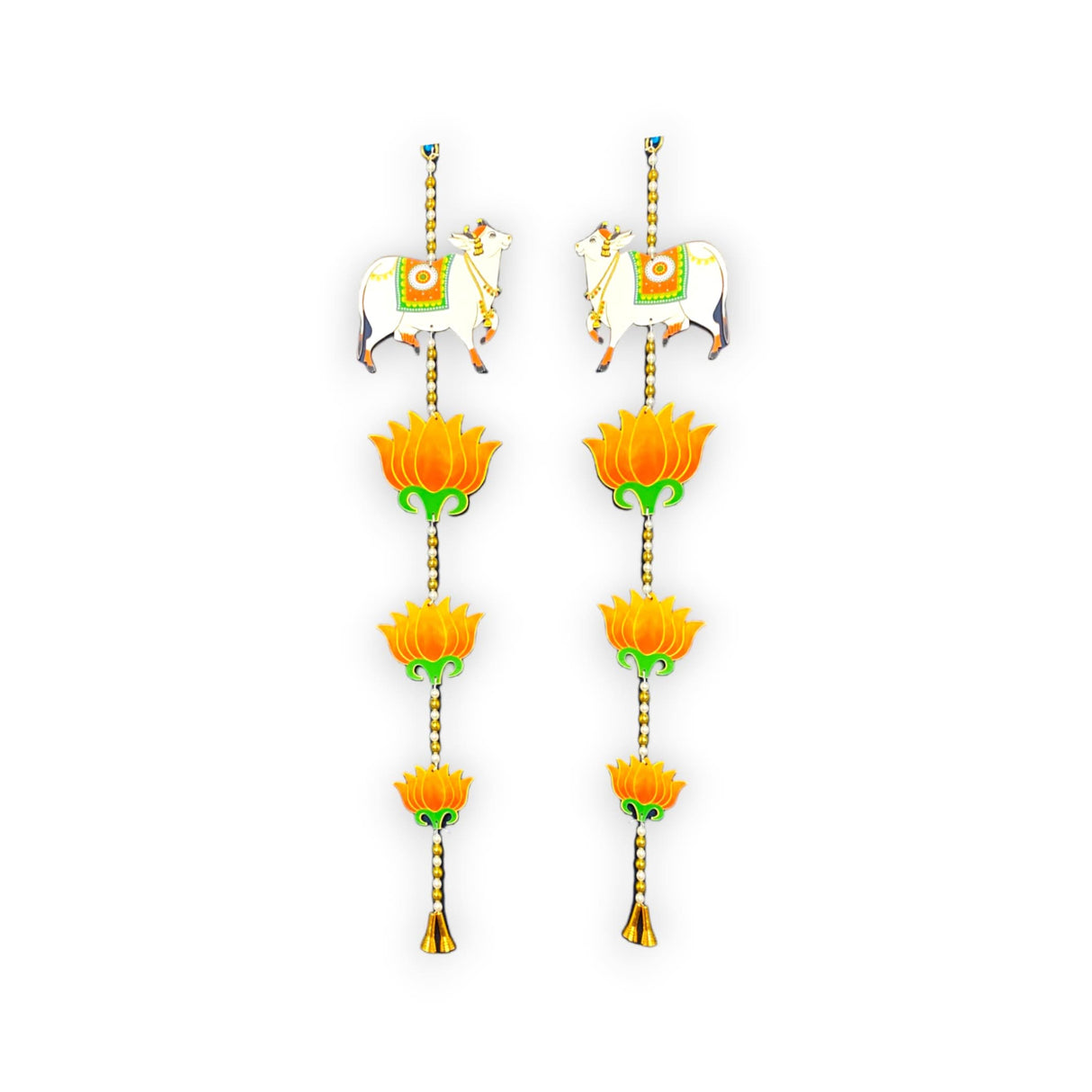 Lotus Cow Pair Hangings for Home Decor, Lotus Backdrop Hanging, Lotus Cutout, Pooja Decor, Diwali Decoration, Wedding, Diwali Decor, Wall Decor, - LoveNspire