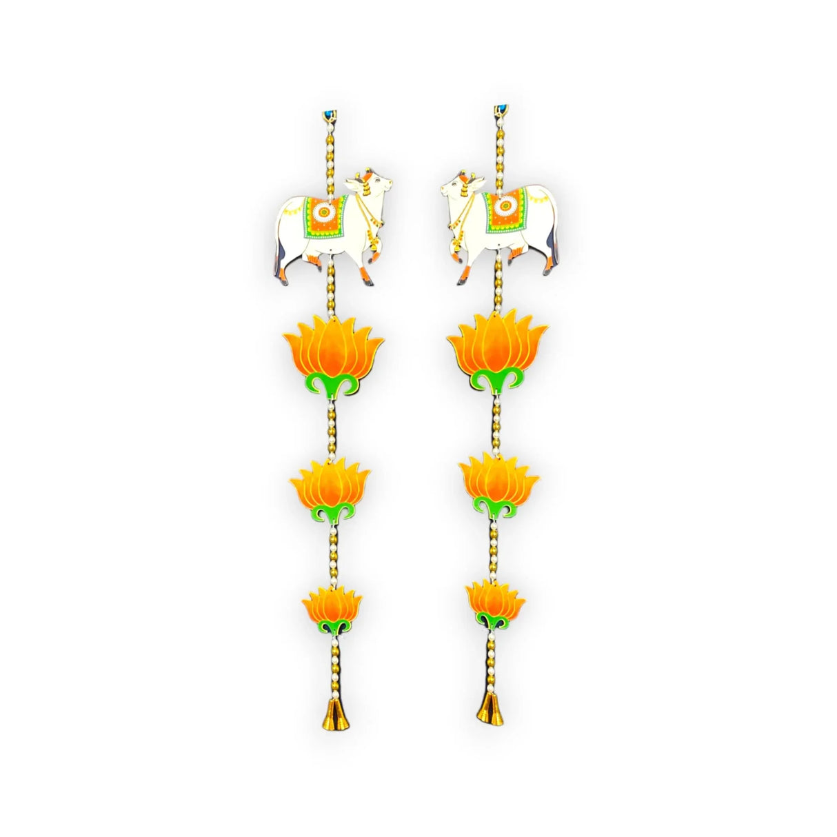 Lotus Cow Pair Hangings for Home Decor, Lotus Backdrop Hanging, Lotus Cutout, Pooja Decor, Diwali Decoration, Wedding, Diwali Decor, Wall Decor, - LoveNspire