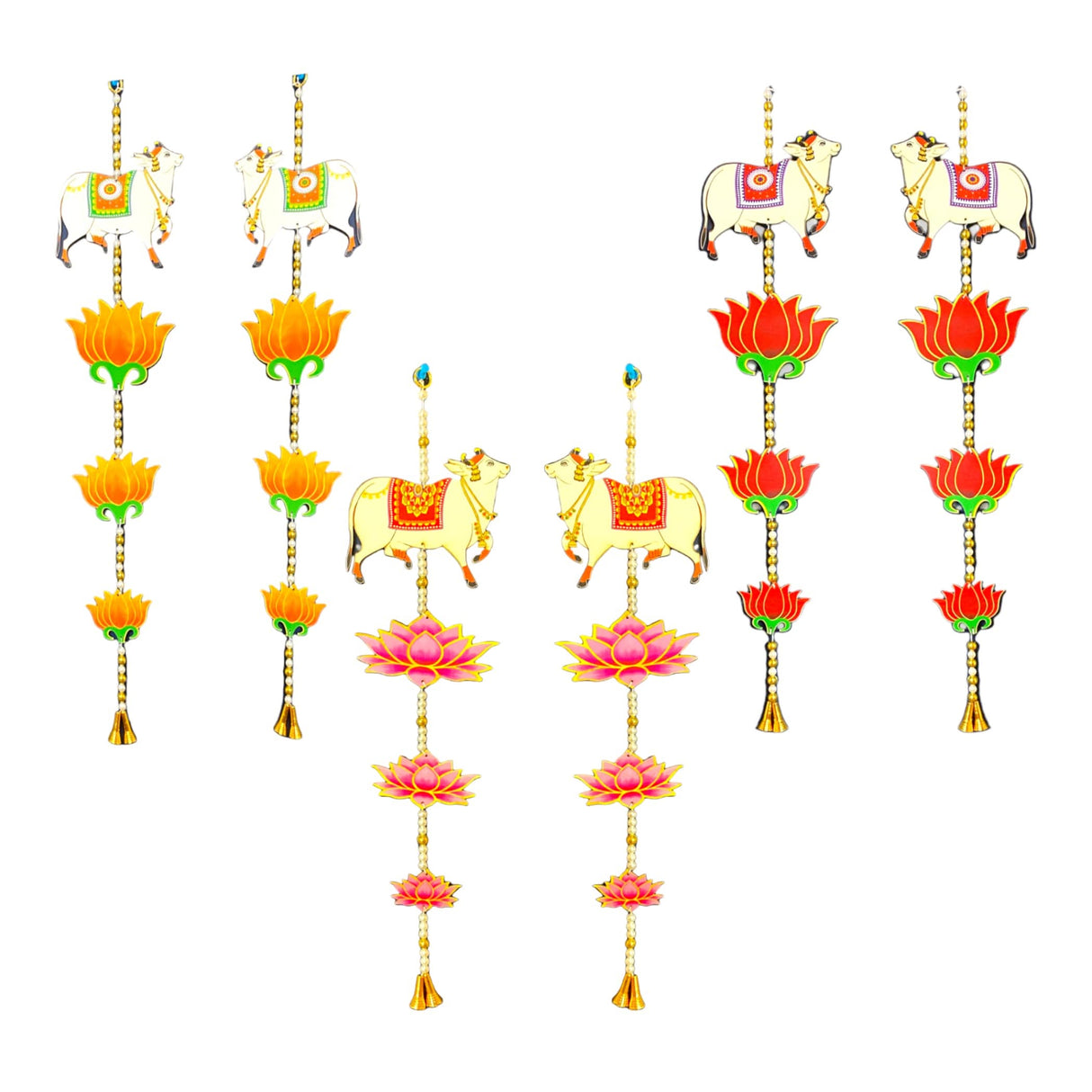 Lotus Cow Pair Hangings for Home Decor, Lotus Backdrop Hanging, Lotus Cutout, Pooja Decor, Diwali Decoration, Wedding, Diwali Decor, Wall Decor, - LoveNspire
