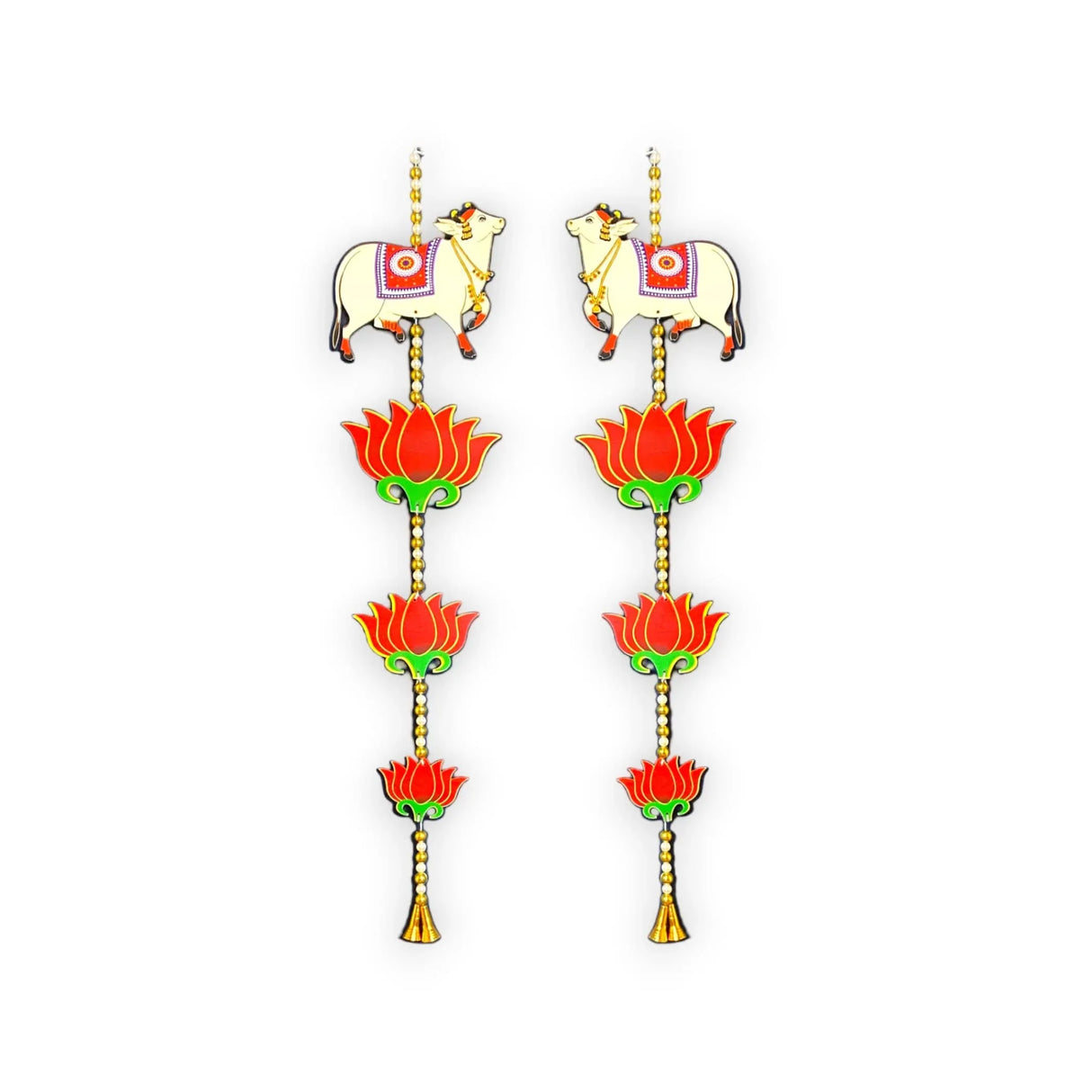 Lotus Cow Pair Hangings for Home Decor, Lotus Backdrop Hanging, Lotus Cutout, Pooja Decor, Diwali Decoration, Wedding, Diwali Decor, Wall Decor, - LoveNspire