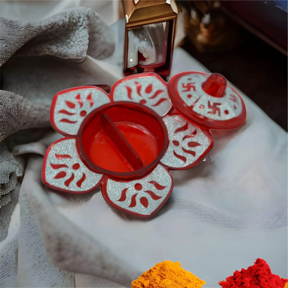 Lotus Haldi Kumkum Holder, Thamboolam, Pooja Favor, Diwali Gift, Diwali Favor, Deewali Decor, Haldikumkum Plate, Pooja Return Gift - LoveNspire