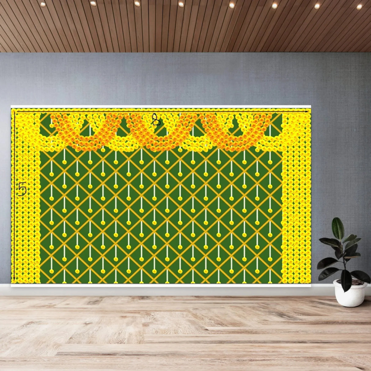 Marigold Backdrop Indian Traditional Cloth Backdrop 5x8 Feet Pooja Backdrop Indian Wall Art Photo Decor Banner Diwali Decor Wedding Backdrop Decorative Cloth Backdrop - LoveNspire