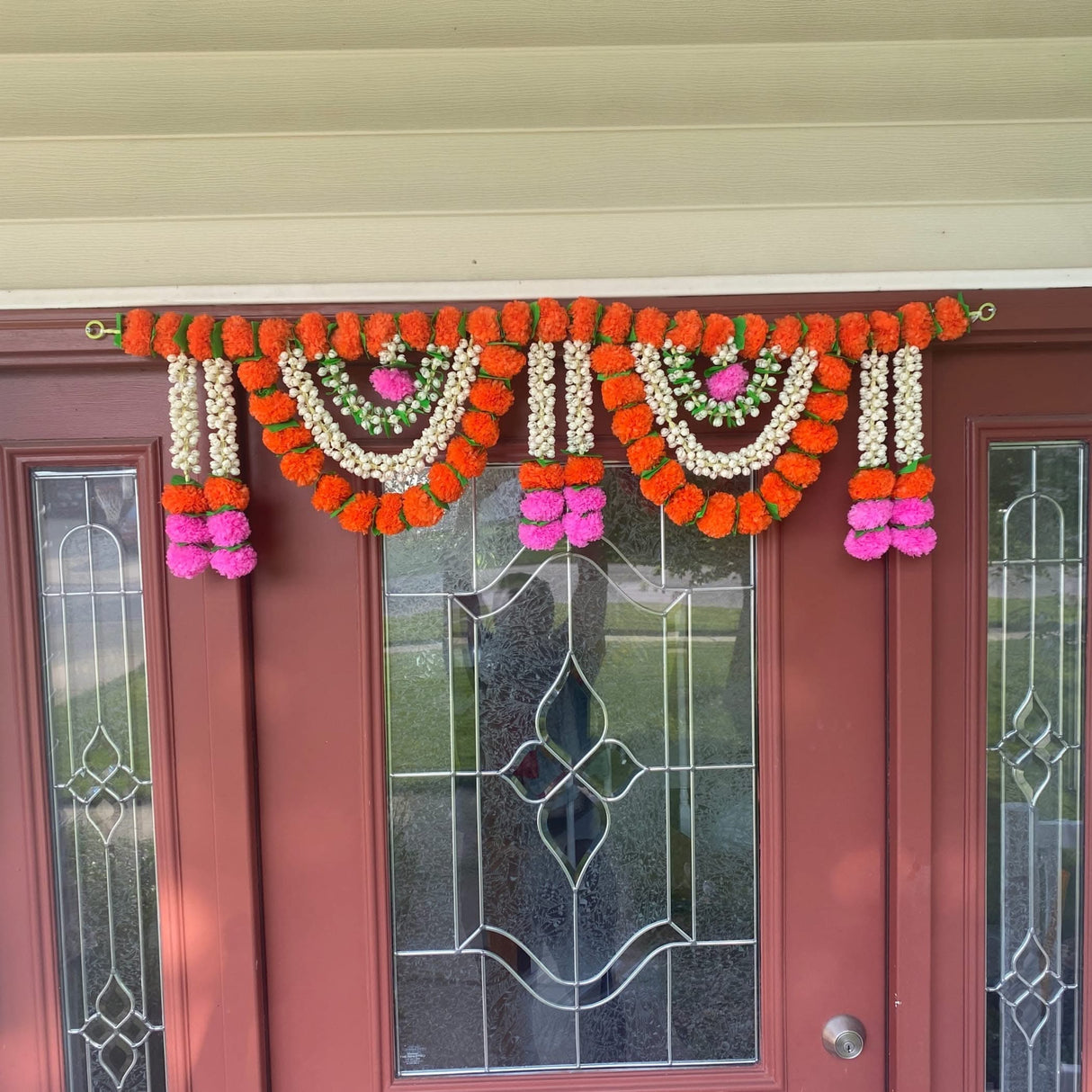 Marigold Jasmine Door Toran Hanging Valance Marygold Garland Mantle Window Decor Bandarwal Puja Diwali Decoration Day of the Dead Dia De Los Muertos Mexican Fiesta Halloween Decor (44 Inch) - LoveNspire