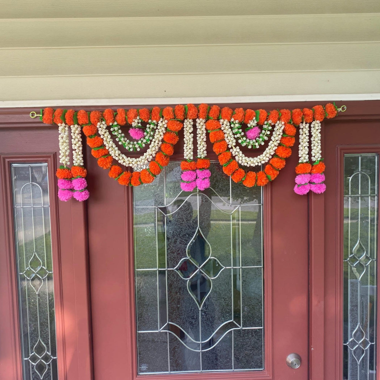 Marigold Jasmine Door Toran Hanging Valance Marygold Garland Mantle Window Decor Bandarwal Puja Diwali Decoration Day of the Dead Dia De Los Muertos Mexican Fiesta Halloween Decor (44 Inch) - LoveNspire