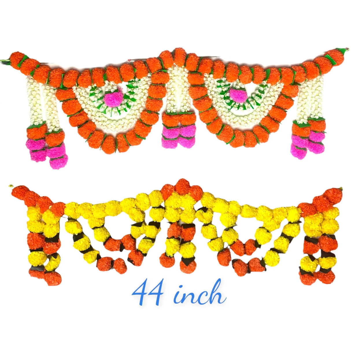 Marigold Jasmine Door Toran Hanging Valance Marygold Garland Mantle Window Decor Bandarwal Puja Diwali Decoration Day of the Dead Dia De Los Muertos Mexican Fiesta Halloween Decor (44 Inch) - LoveNspire