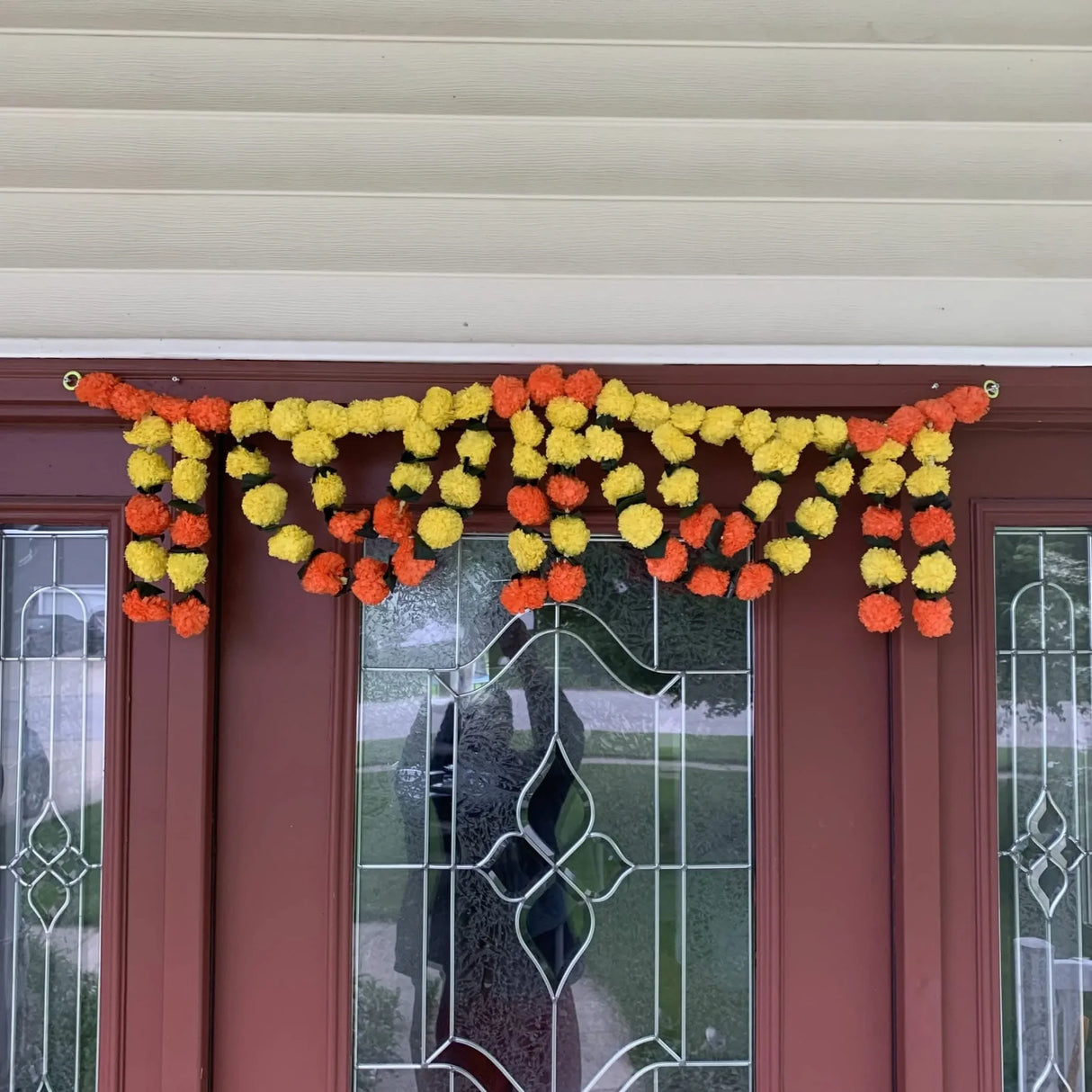 Marigold Jasmine Door Toran Hanging Valance Marygold Garland Mantle Window Decor Bandarwal Puja Diwali Decoration Day of the Dead Dia De Los Muertos Mexican Fiesta Halloween Decor (44 Inch) - LoveNspire