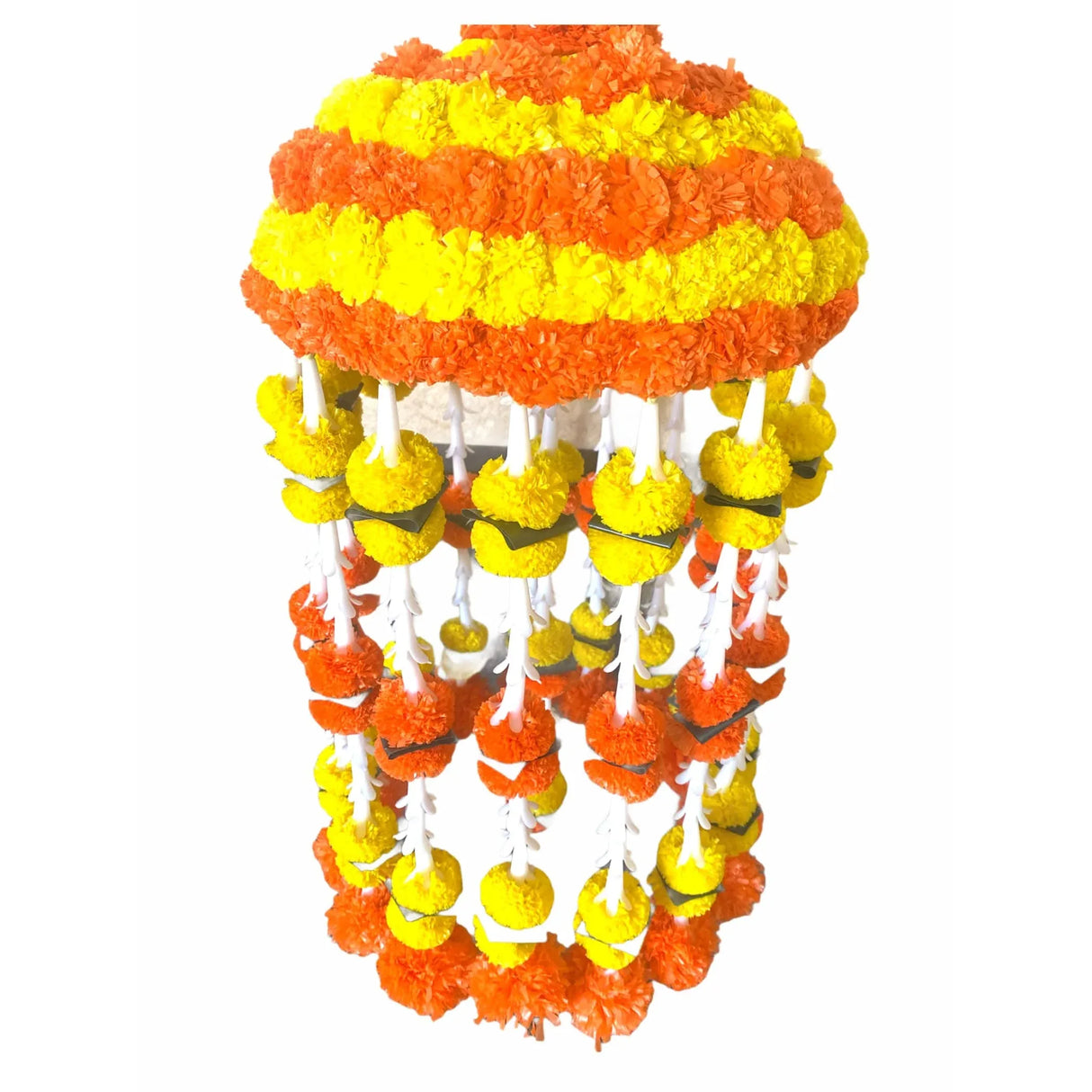 Marigold Strings and Jhoomar Decor with Strings, Mehndi Decoration, Wedding Garland, Flowers Decorations, Diwali Backdrop, Puja Garlands, Chandelier - LoveNspire