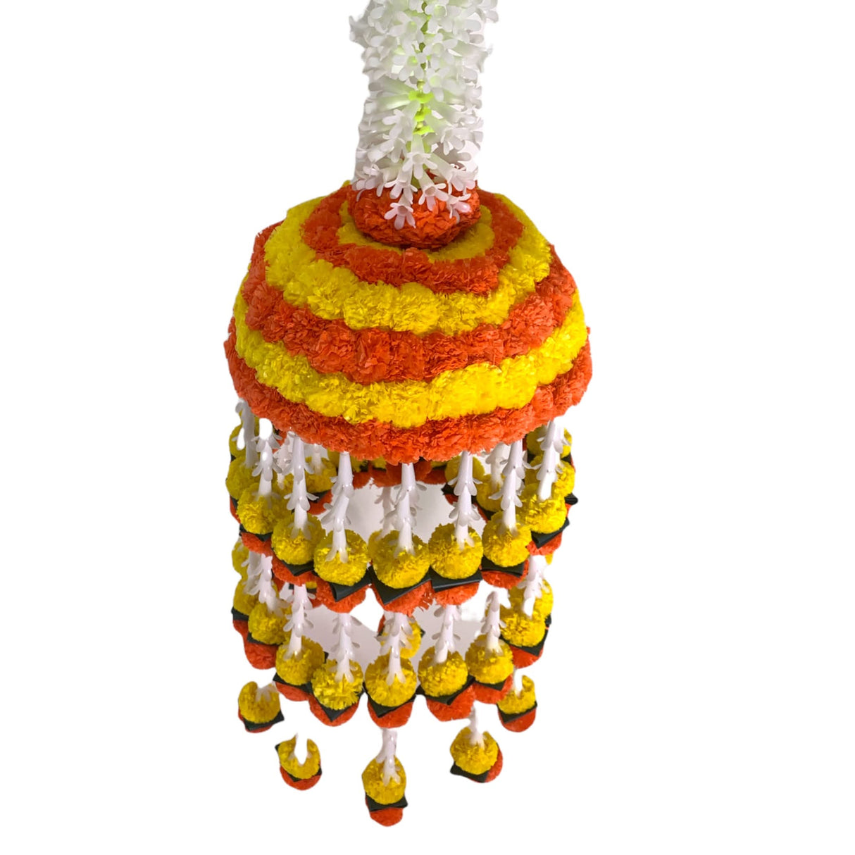 Marigold Strings and Jhoomar Decor with Strings, Mehndi Decoration, Wedding Garland, Flowers Decorations, Diwali Backdrop, Puja Garlands, Chandelier - LoveNspire