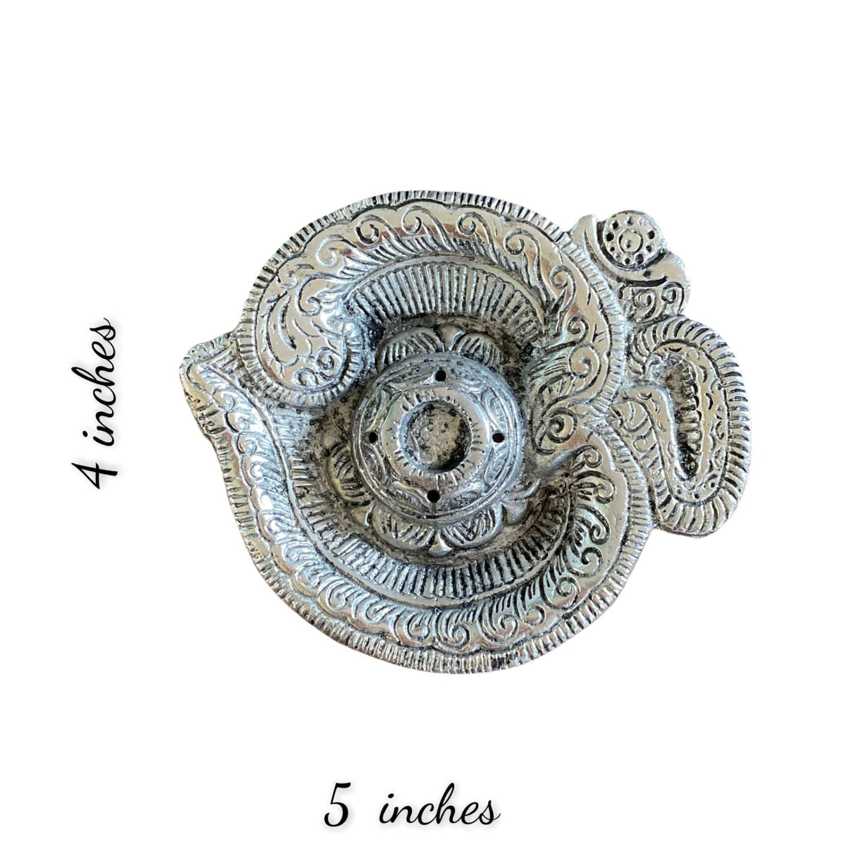 Om Incense Holder Agarbatti Dhoop Holder Aluminum/Silver Ash Catcher Dhoop Dan Mess-free Incense Holder Conical Tray for Temple Living Room Decor Housewarming Gift - LoveNspire