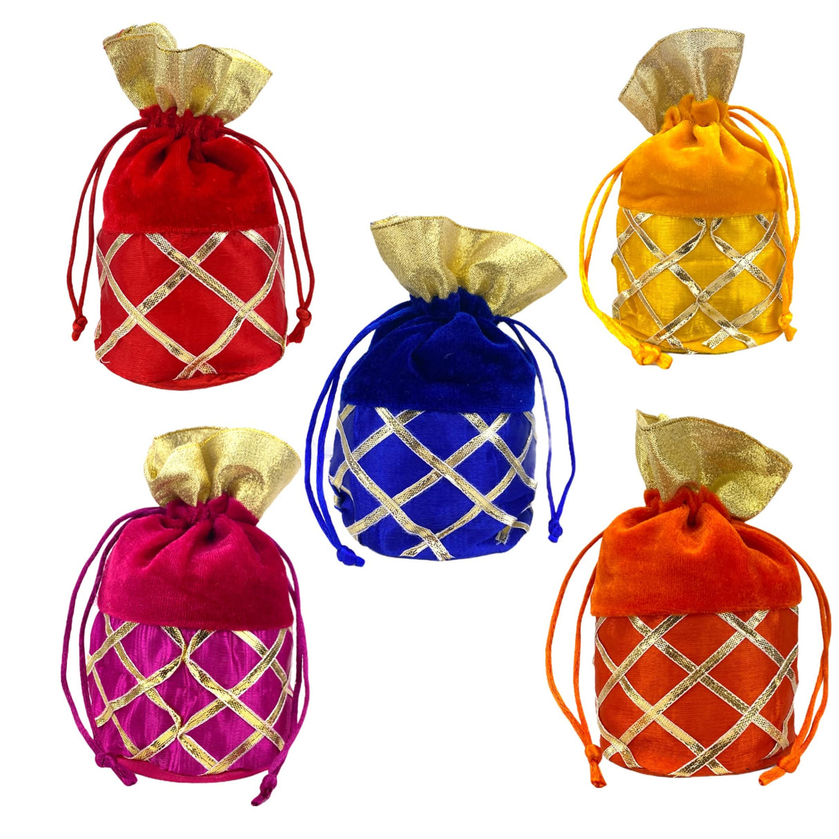 Pack of 20 Fabric Potli Bags Indian Traditional Silk Potli Ethnic Hand Bags for Women - Gift Pouch for Nikah Mehendi Hindu Punjabi Wedding Housewarming Return Gift - LoveNspire