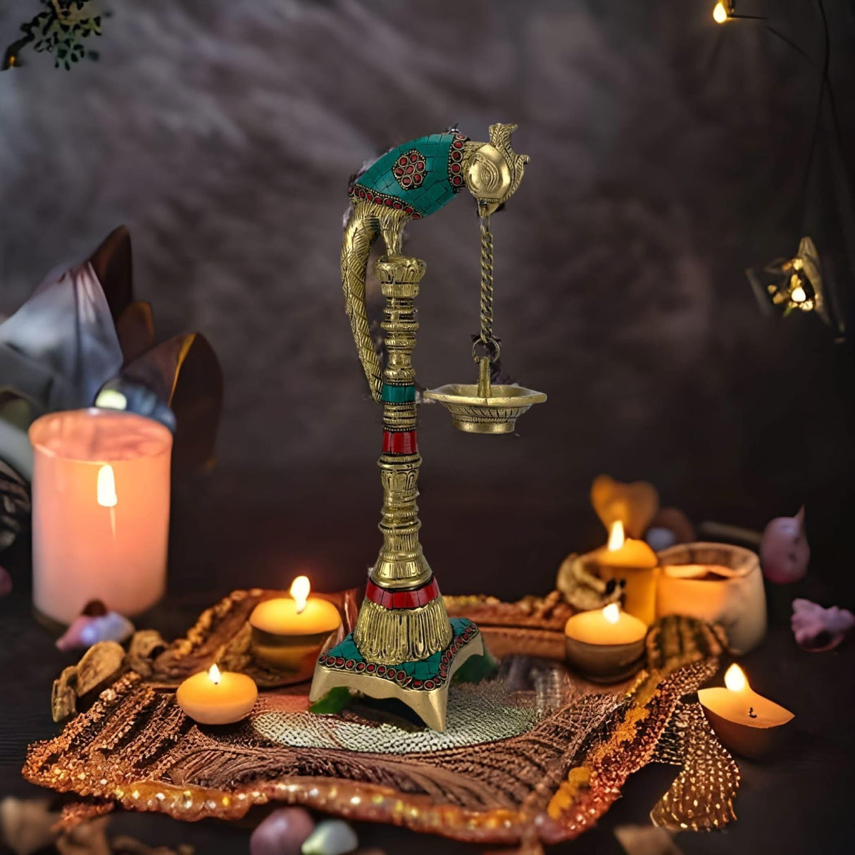 Brass Parrot Wall Hanging Diya with Chain Annam Hanging Idol Oil Lamp Diya for Home Temple Mandir Office Diwali Decor Kathu Vilakku Puja Diya - Deepawali Housewarming Return Gift - LoveNspire