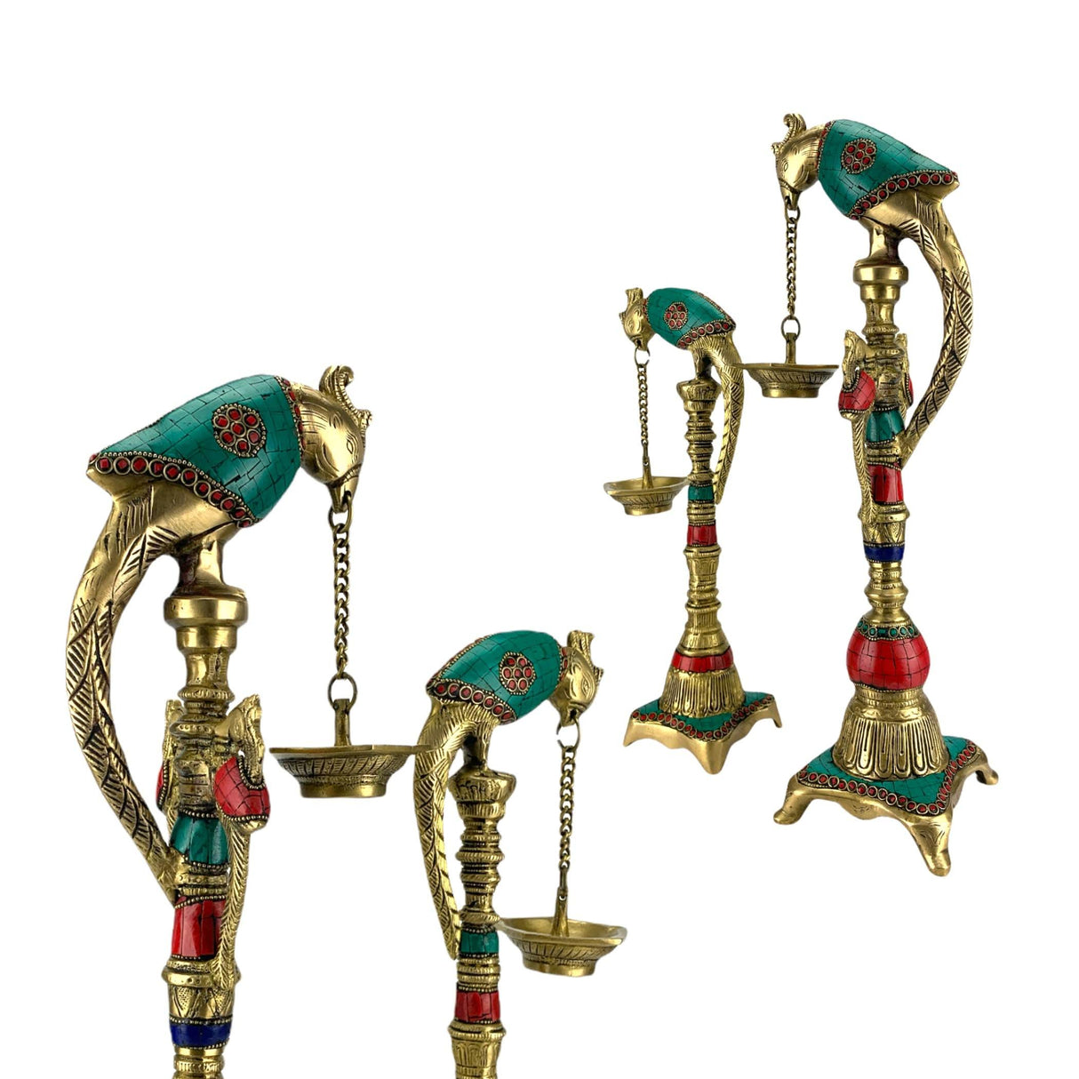 Brass Parrot Wall Hanging Diya with Chain Annam Hanging Idol Oil Lamp Diya for Home Temple Mandir Office Diwali Decor Kathu Vilakku Puja Diya - Deepawali Housewarming Return Gift - LoveNspire