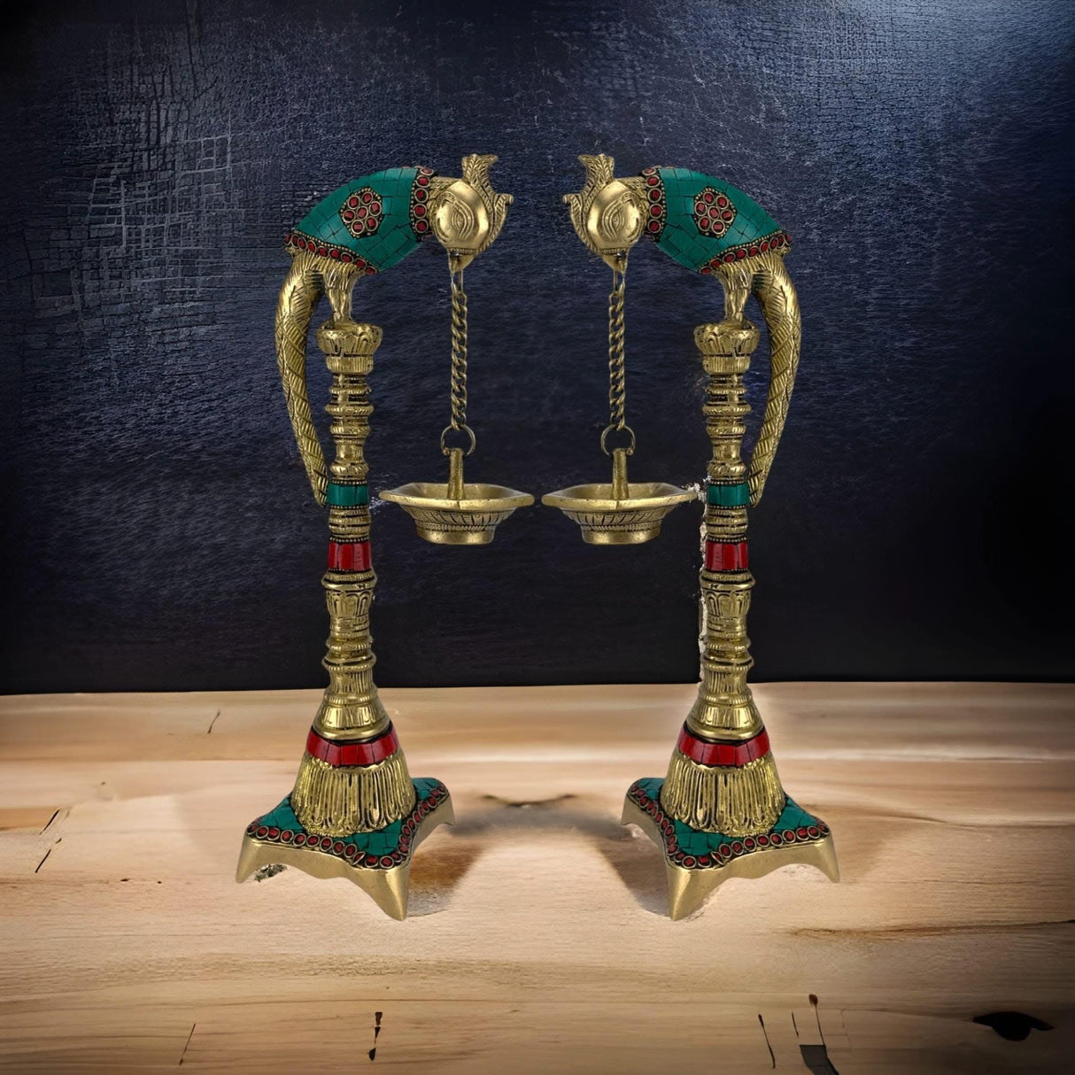 Brass Parrot Wall Hanging Diya with Chain Annam Hanging Idol Oil Lamp Diya for Home Temple Mandir Office Diwali Decor Kathu Vilakku Puja Diya - Deepawali Housewarming Return Gift - LoveNspire