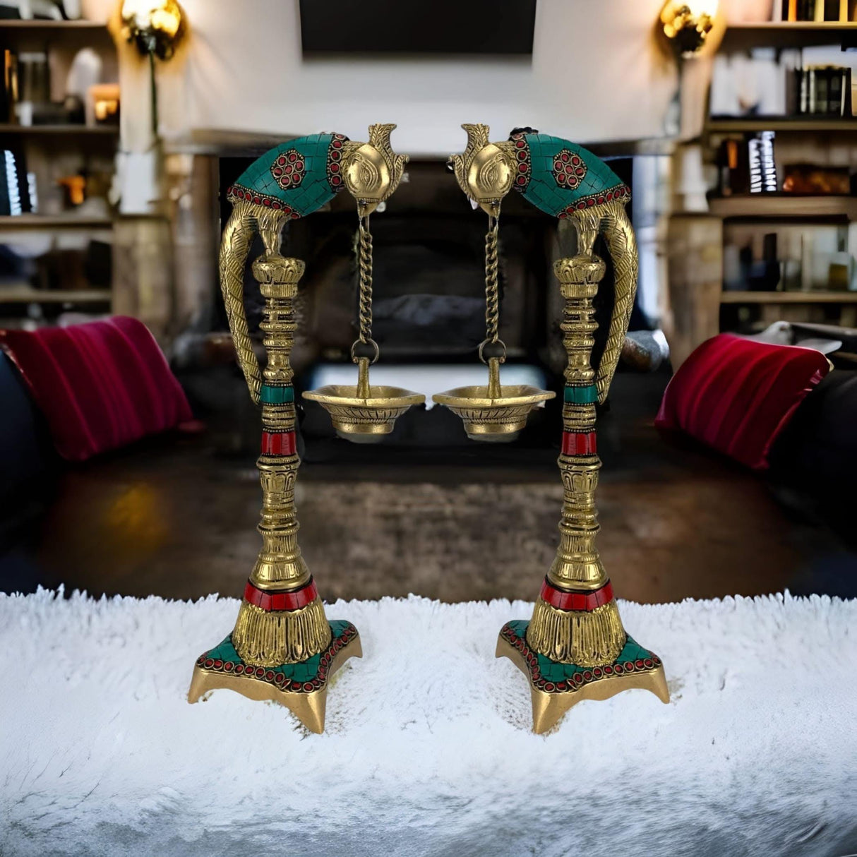 Brass Parrot Wall Hanging Diya with Chain Annam Hanging Idol Oil Lamp Diya for Home Temple Mandir Office Diwali Decor Kathu Vilakku Puja Diya - Deepawali Housewarming Return Gift - LoveNspire