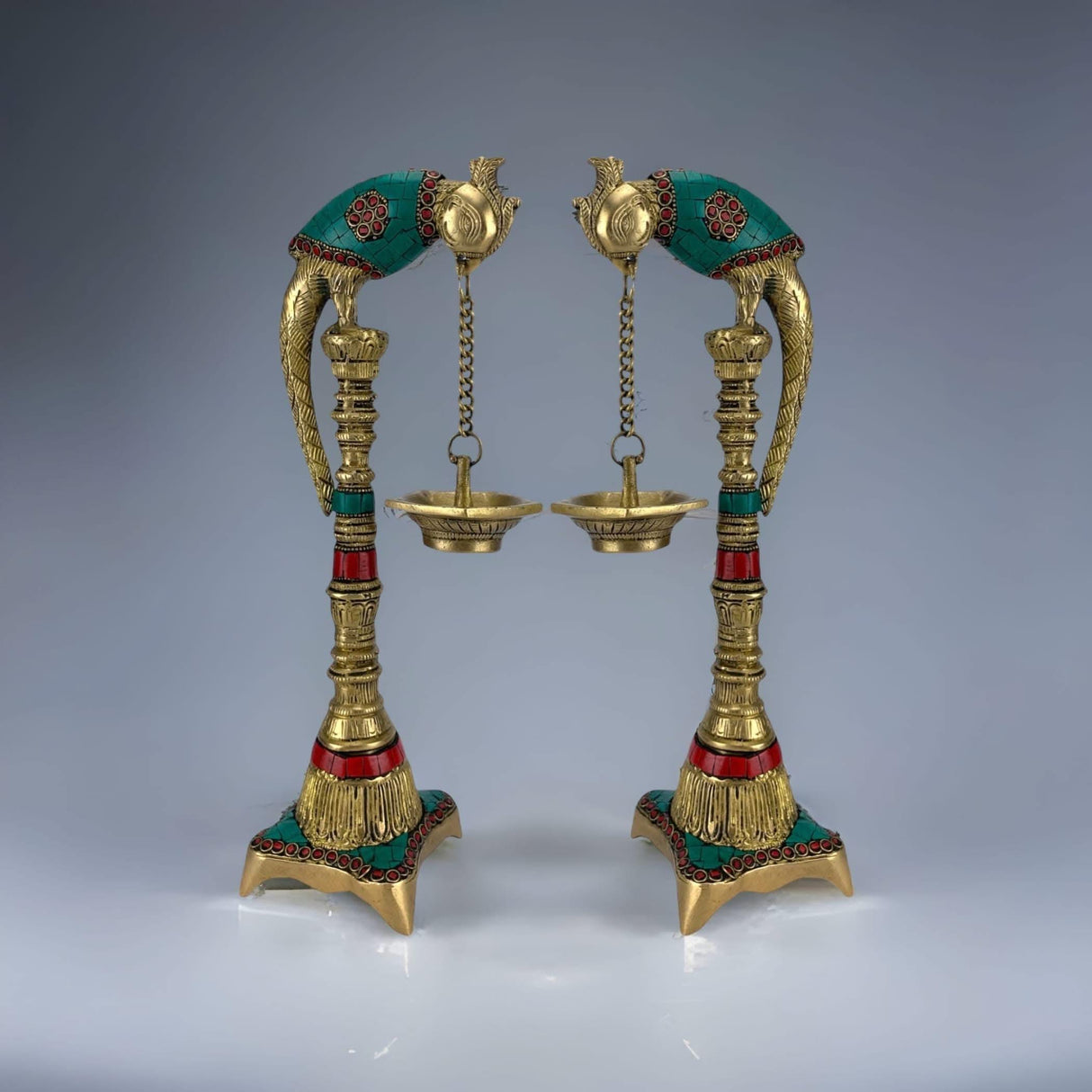 Brass Parrot Wall Hanging Diya with Chain Annam Hanging Idol Oil Lamp Diya for Home Temple Mandir Office Diwali Decor Kathu Vilakku Puja Diya - Deepawali Housewarming Return Gift - LoveNspire