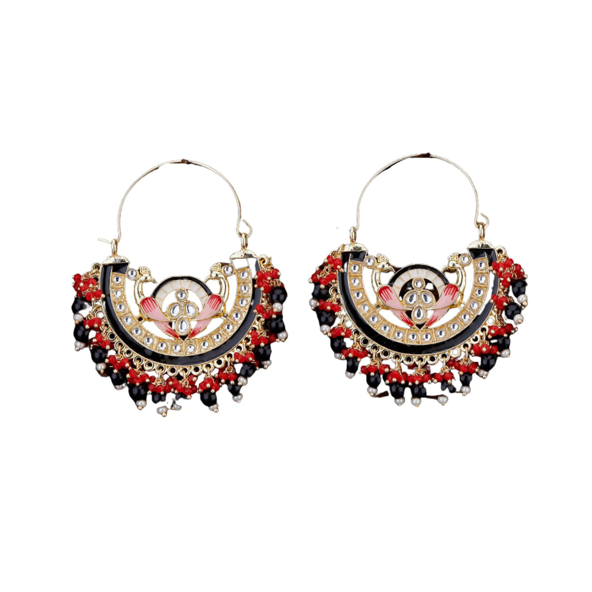 Oversized/ Big Indian Peacock Earrings for Women - Indian Jhumka Earrings for Women Chandbali Earring Kundan Pearl Hoop Earring in Golden Tone Bollywood Style Dangle Earring Jewelry for Bride Gift for Her - LoveNspire