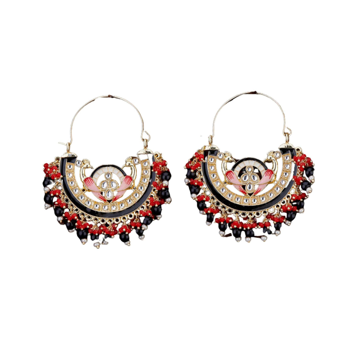 Oversized/ Big Indian Peacock Earrings for Women - Indian Jhumka Earrings for Women Chandbali Earring Kundan Pearl Hoop Earring in Golden Tone Bollywood Style Dangle Earring Jewelry for Bride Gift for Her - LoveNspire