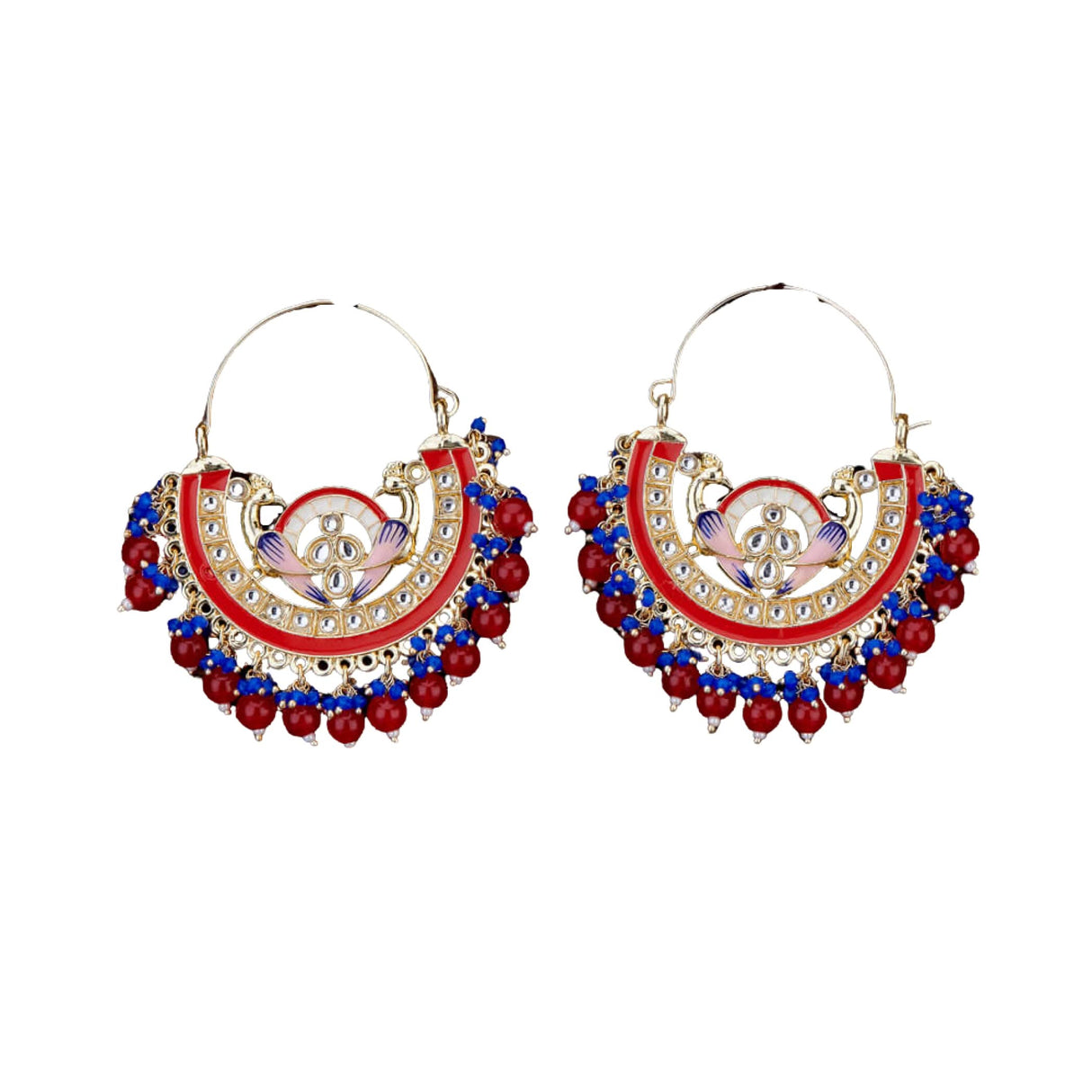 Oversized/ Big Indian Peacock Earrings for Women - Indian Jhumka Earrings for Women Chandbali Earring Kundan Pearl Hoop Earring in Golden Tone Bollywood Style Dangle Earring Jewelry for Bride Gift for Her - LoveNspire