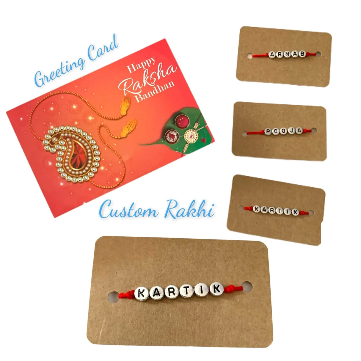Personalized Rakhi for Brother Raksha Bandhan Handmade Customize Rakhi Thread for Bhaiya Custom Name Rakhi Card Hindu Bracelet Rakhi - LoveNspire