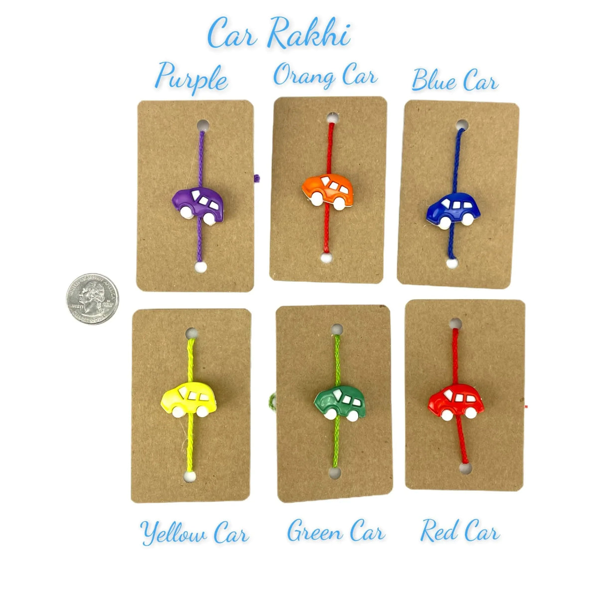 Set Of 2 Cute Cartoon Rakhi Featuring Adorable Car Designs Thread Perfect Rakhi for Brother Raksha Bandhan Bracelets for Bhai Bhaiya - LoveNspire