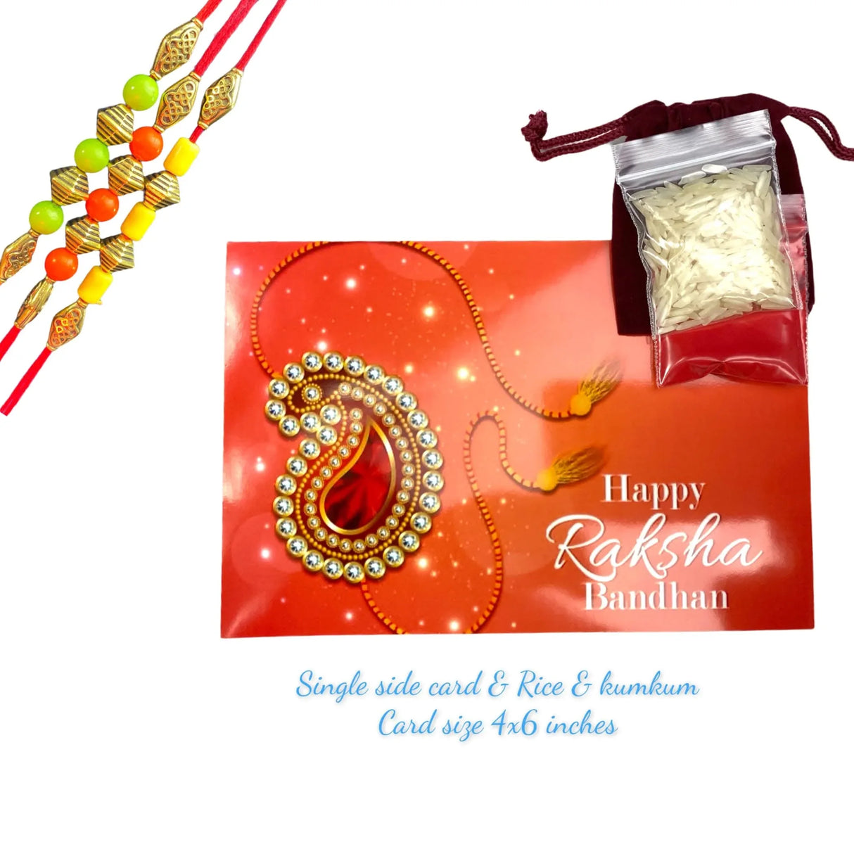 Rakhi for Brother Bead Rakhi with Roli Chawal Raksha Bandhan Card - Rakhi for Bhai Bhabhi Sister In Law Rakshabandhan Celebration - LoveNspire
