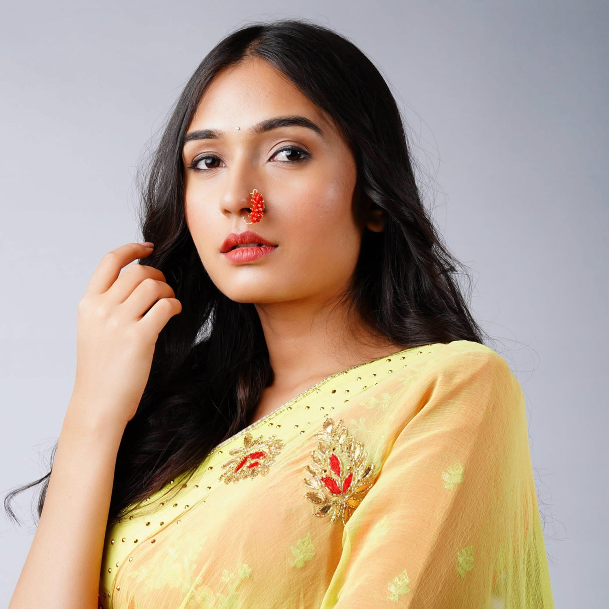 Indian Marathi Pearl Nose Rings for Women - Indian Jewelry Nose Ring Clip-On Marathi Bridal Nathani Faux Pearl Golden Tone Bollywood Style Nath Non-Piercing Jewelry for Women Gift For Her - LoveNspire