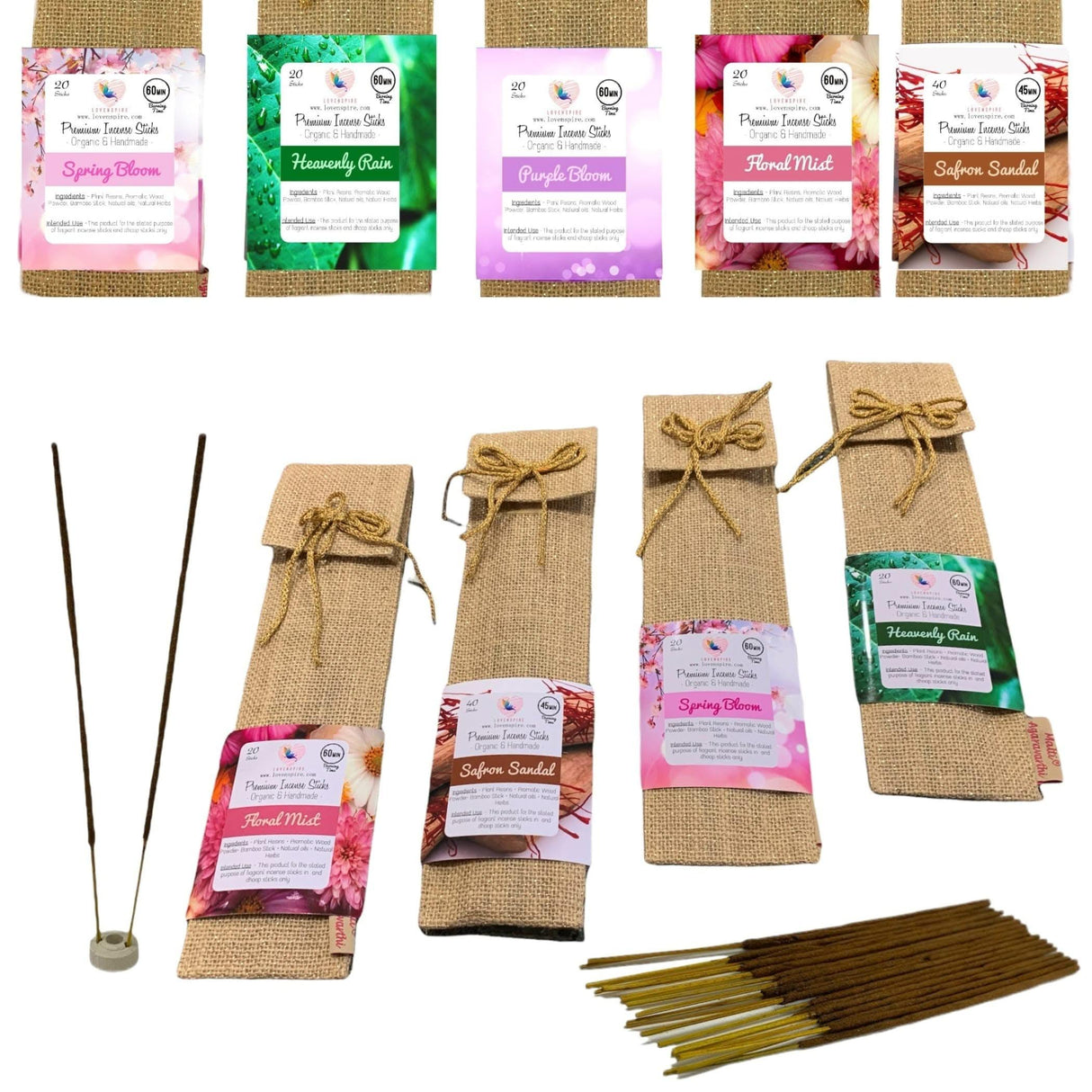 20 Ct. Premium Scented Incense Stick Plain Incense Kit with Wooden Box Agarbatti Dhoop Stick Low Smoke Incense with Spiritual Fragrance Pooja Essential Indian Temple Item - LoveNspire