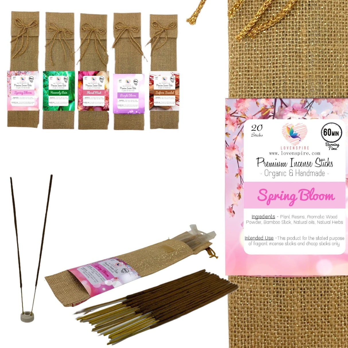 20 Ct. Premium Scented Incense Stick Plain Incense Kit with Wooden Box Agarbatti Dhoop Stick Low Smoke Incense with Spiritual Fragrance Pooja Essential Indian Temple Item - LoveNspire