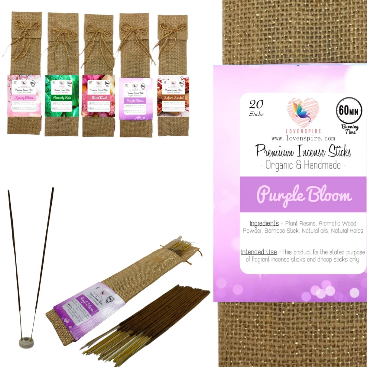 20 Ct. Premium Scented Incense Stick Plain Incense Kit with Wooden Box Agarbatti Dhoop Stick Low Smoke Incense with Spiritual Fragrance Pooja Essential Indian Temple Item - LoveNspire