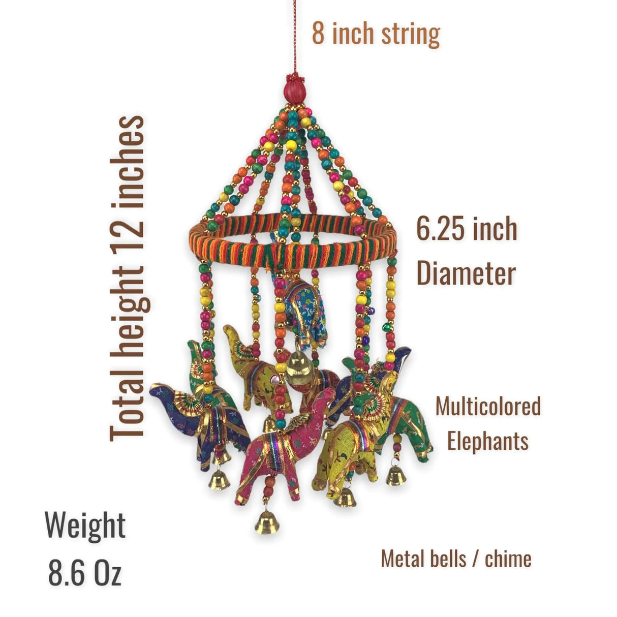 Rajasthani Ring Elephant Wall Door Hangings with Golden Bells Traditional Handicraft Hanging Decorative Latkan for Indoor Outdoor Home Office Decor Diwali Decoration Housewarming Gift - LoveNspire