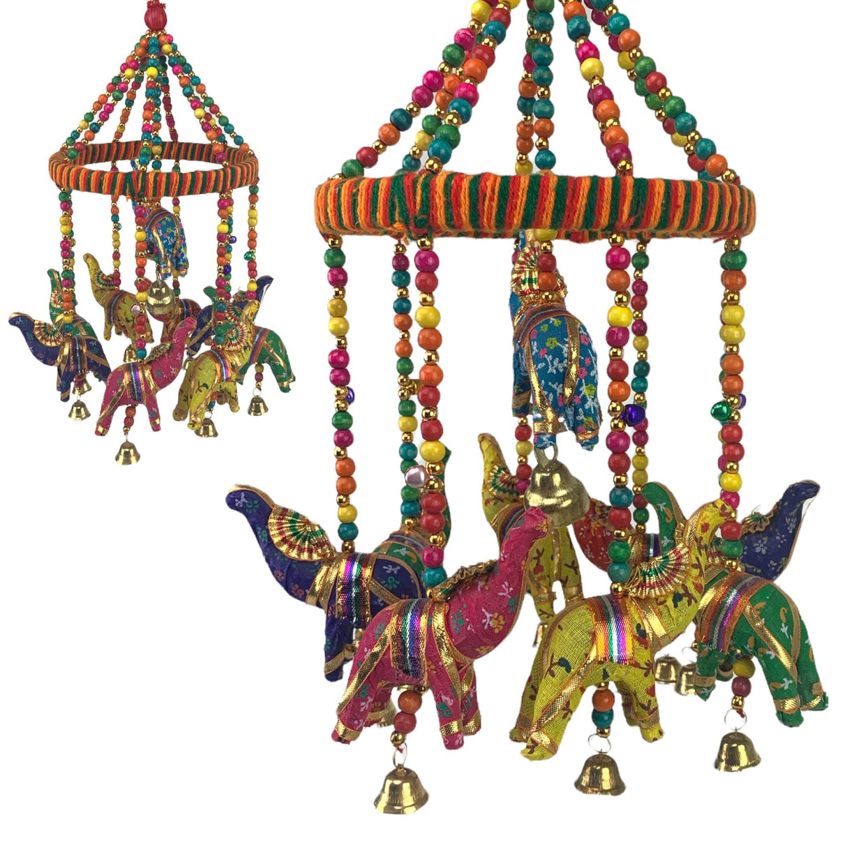 Rajasthani Ring Elephant Wall Door Hangings with Golden Bells Traditional Handicraft Hanging Decorative Latkan for Indoor Outdoor Home Office Decor Diwali Decoration Housewarming Gift - LoveNspire