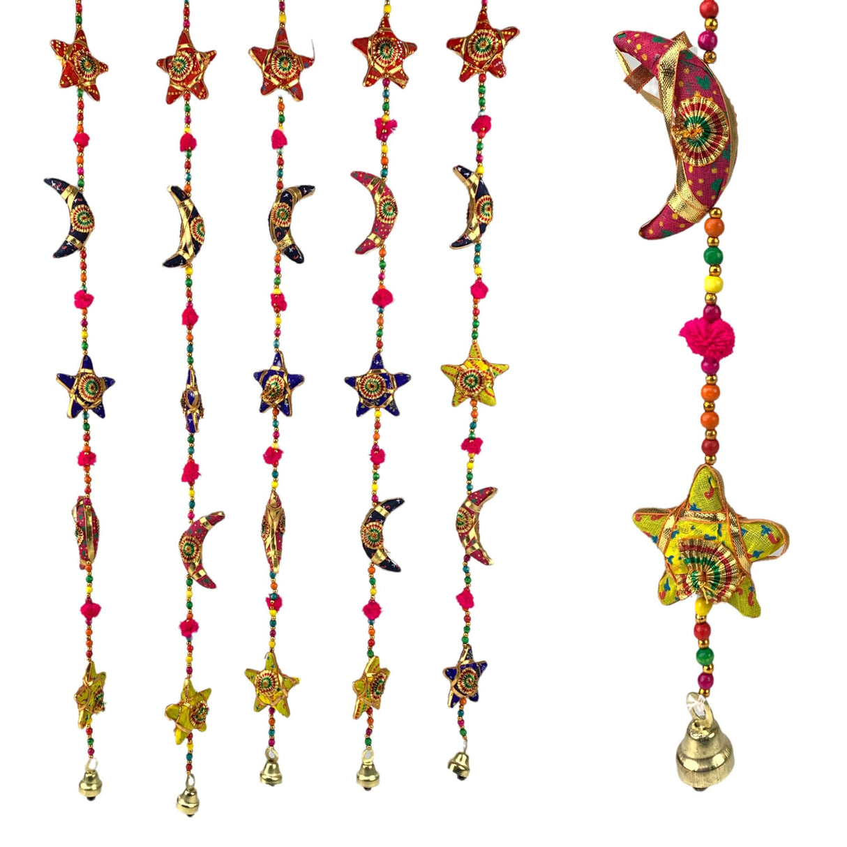 Rajasthani Door Hanging Moon Star Door Hanging Wind Chime Traditional Ethnic Wall Hanging Indian Wall Art Showpiece Home Decor Garden Patio Decor Christmas Housewarming Gifts - LoveNspire