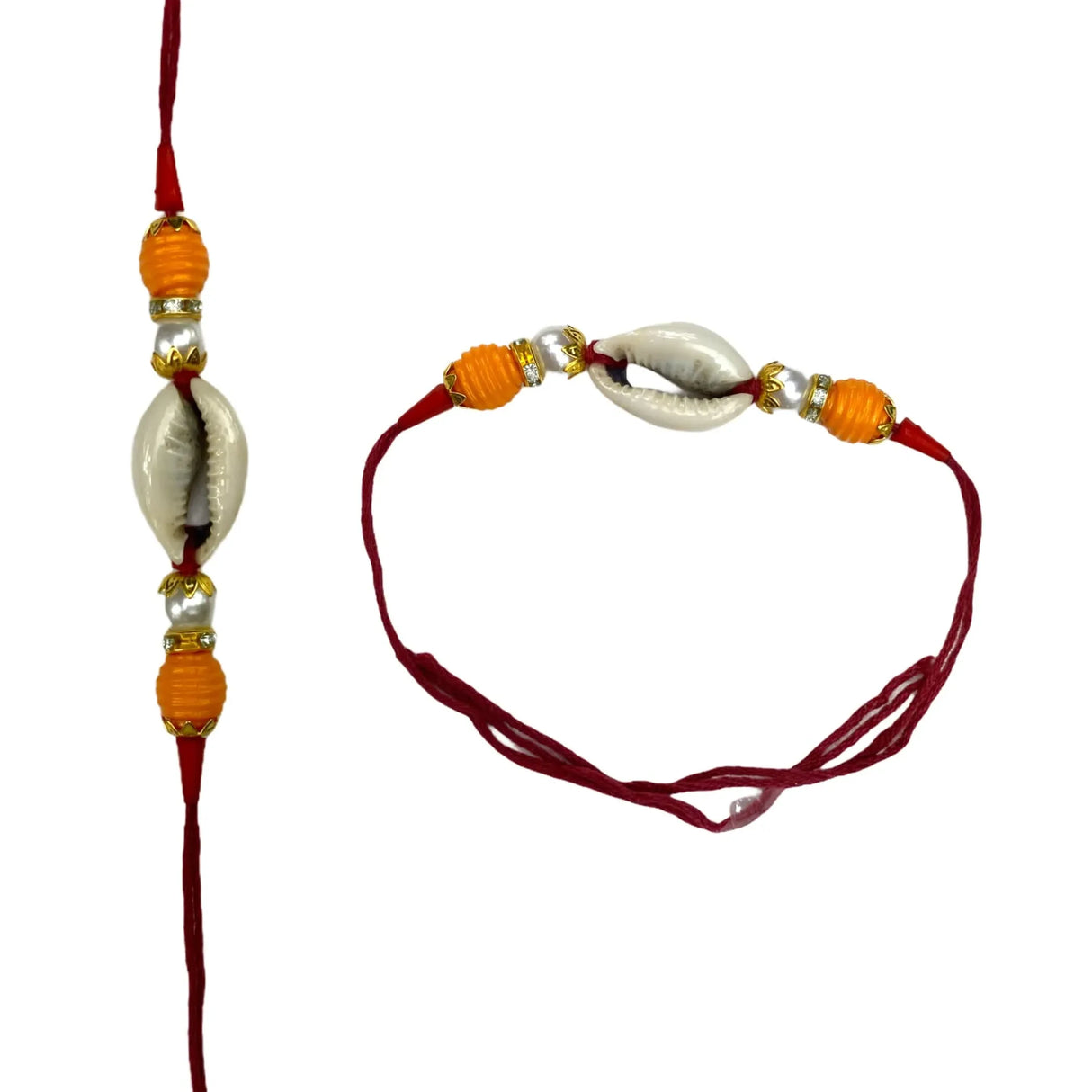 Rakhi For Brother Set Of 2 Shell Rakhi Bhaiya Bhabhi Bracelet on Festival of Raksha Bandhan - Roli Chawal Greeting Card Rakhshabandhan Gifts - LoveNspire