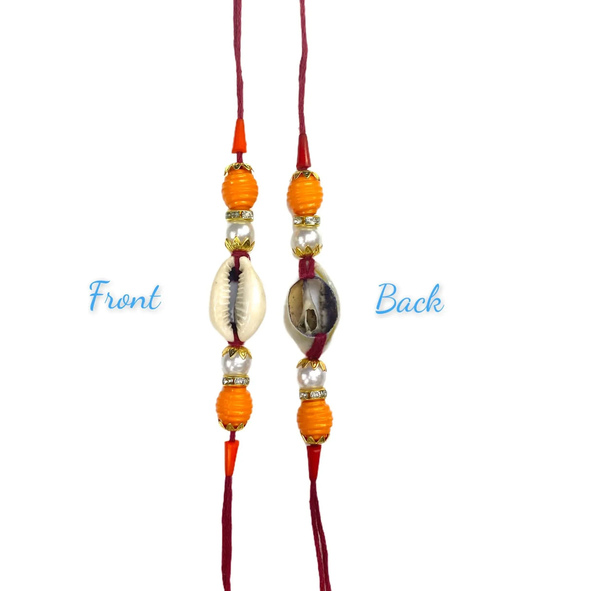 Rakhi For Brother Set Of 2 Shell Rakhi Bhaiya Bhabhi Bracelet on Festival of Raksha Bandhan - Roli Chawal Greeting Card Rakhshabandhan Gifts - LoveNspire