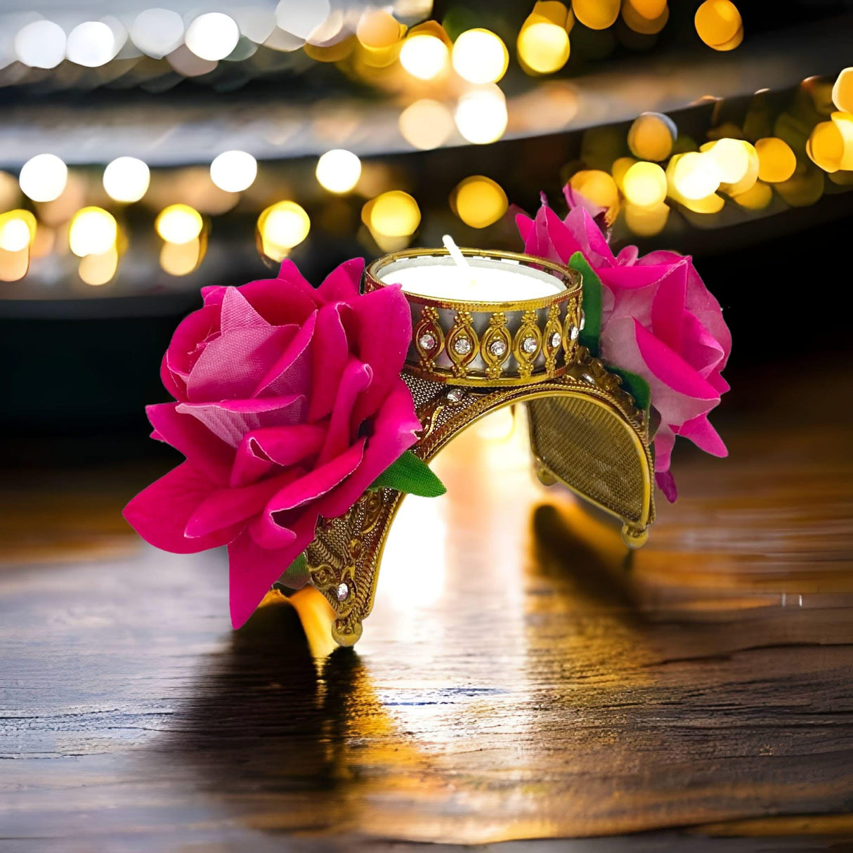 Tealight Candle Holder Festival of Light Decorative T-light Holder for Diwali Christmas Hanukkah Thanksgiving Gift Rose Candle Holder for Centerpiece Dining Table Home Decor - Return Gift - LoveNspire